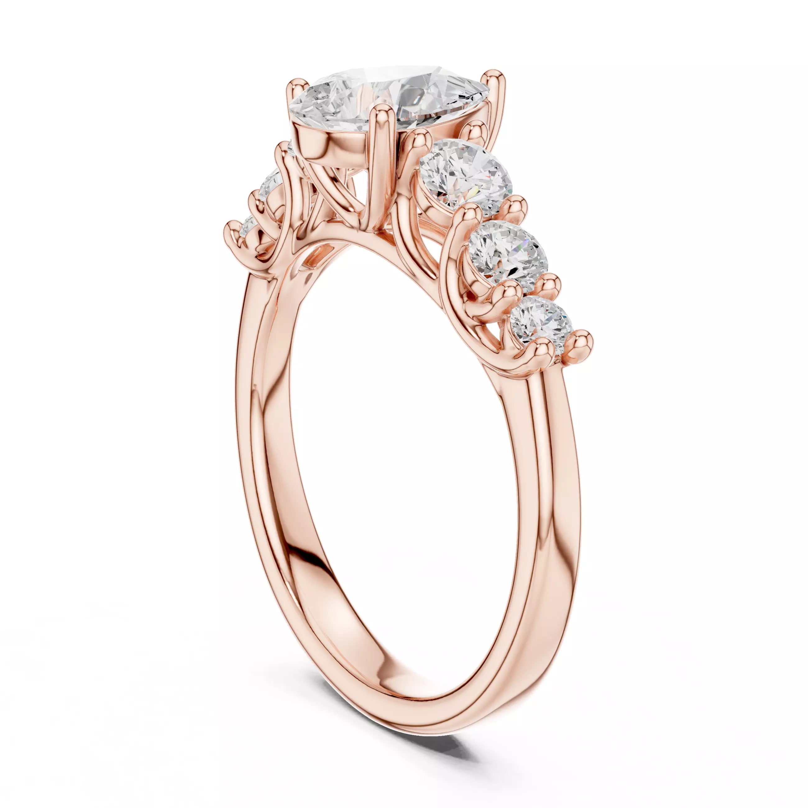 Pear Diamond Seven Stone Engagement Wedding Ring 3DM STL Video 3D print model_3