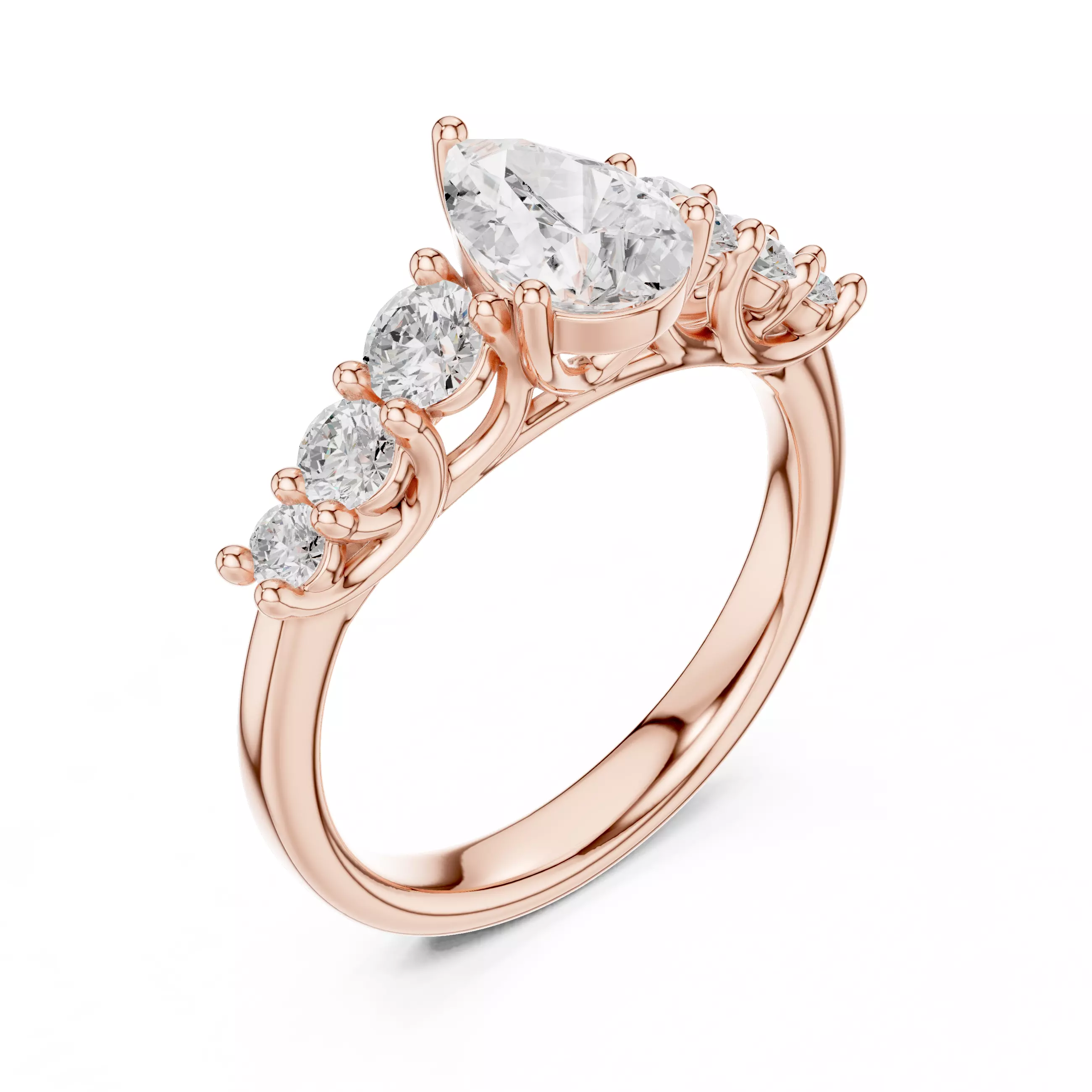 Pear Diamond Seven Stone Engagement Wedding Ring 3DM STL Video 3D print model_4