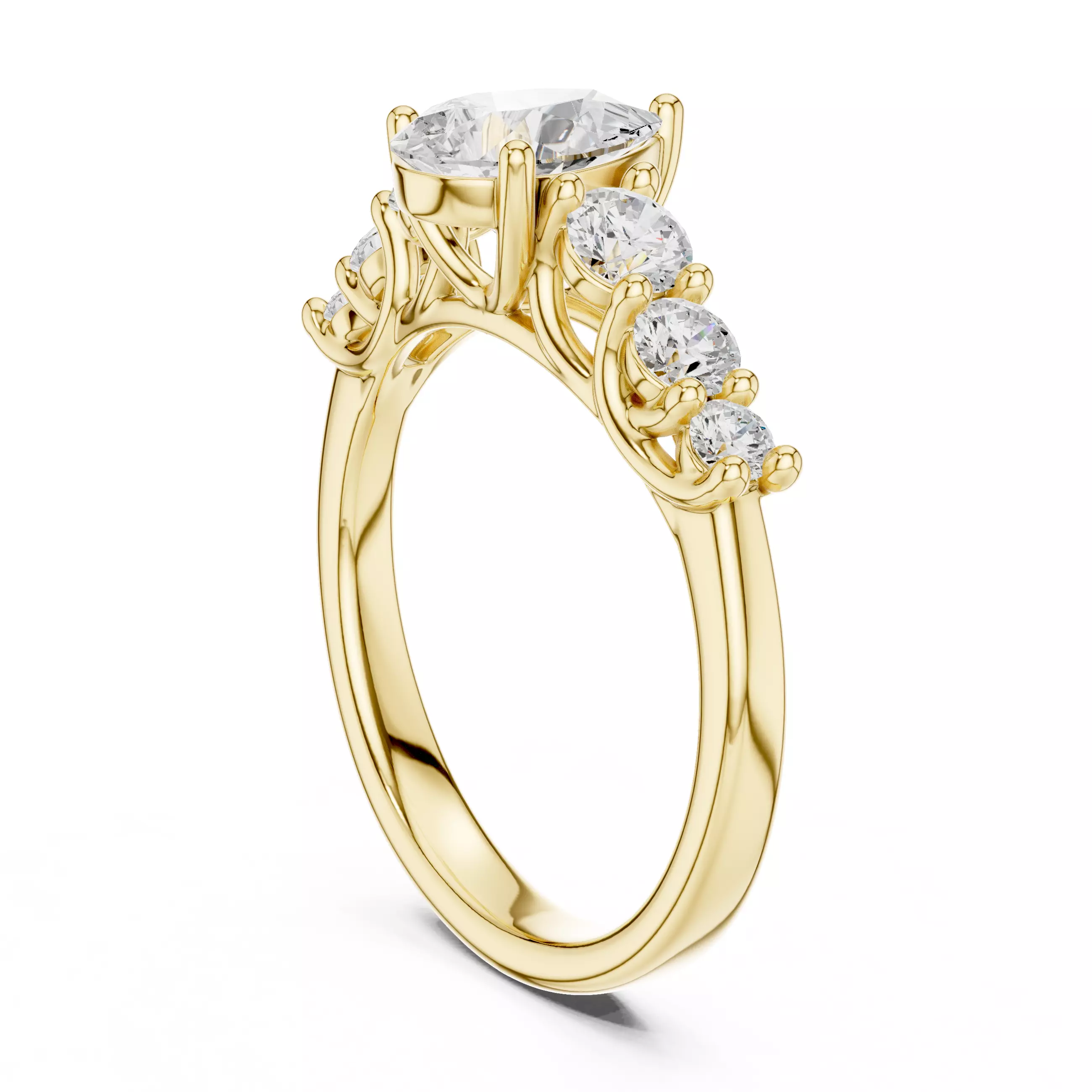 Pear Diamond Seven Stone Engagement Wedding Ring 3DM STL Video 3D print model_6