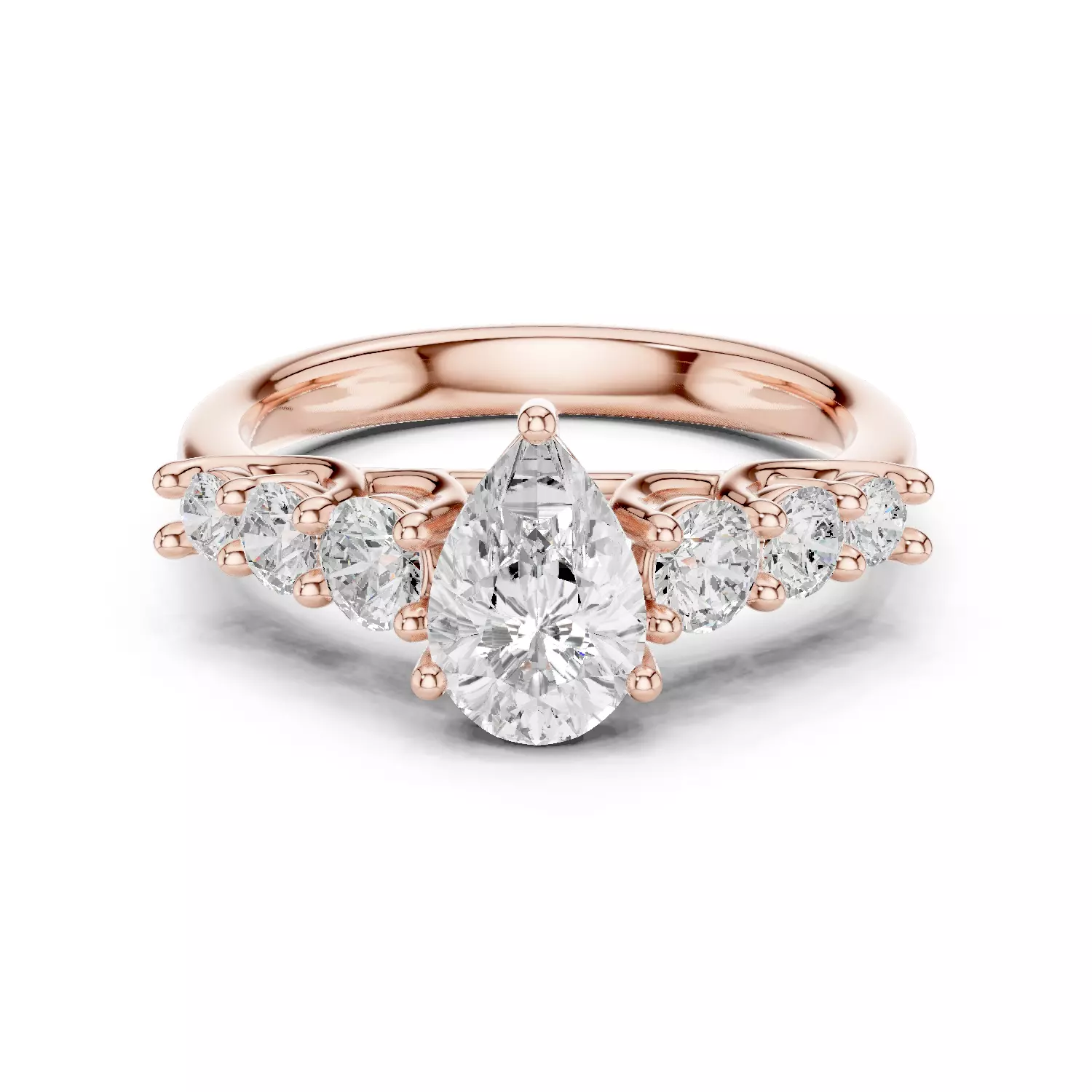 Pear Diamond Seven Stone Engagement Wedding Ring 3DM STL Video 3D print model_12