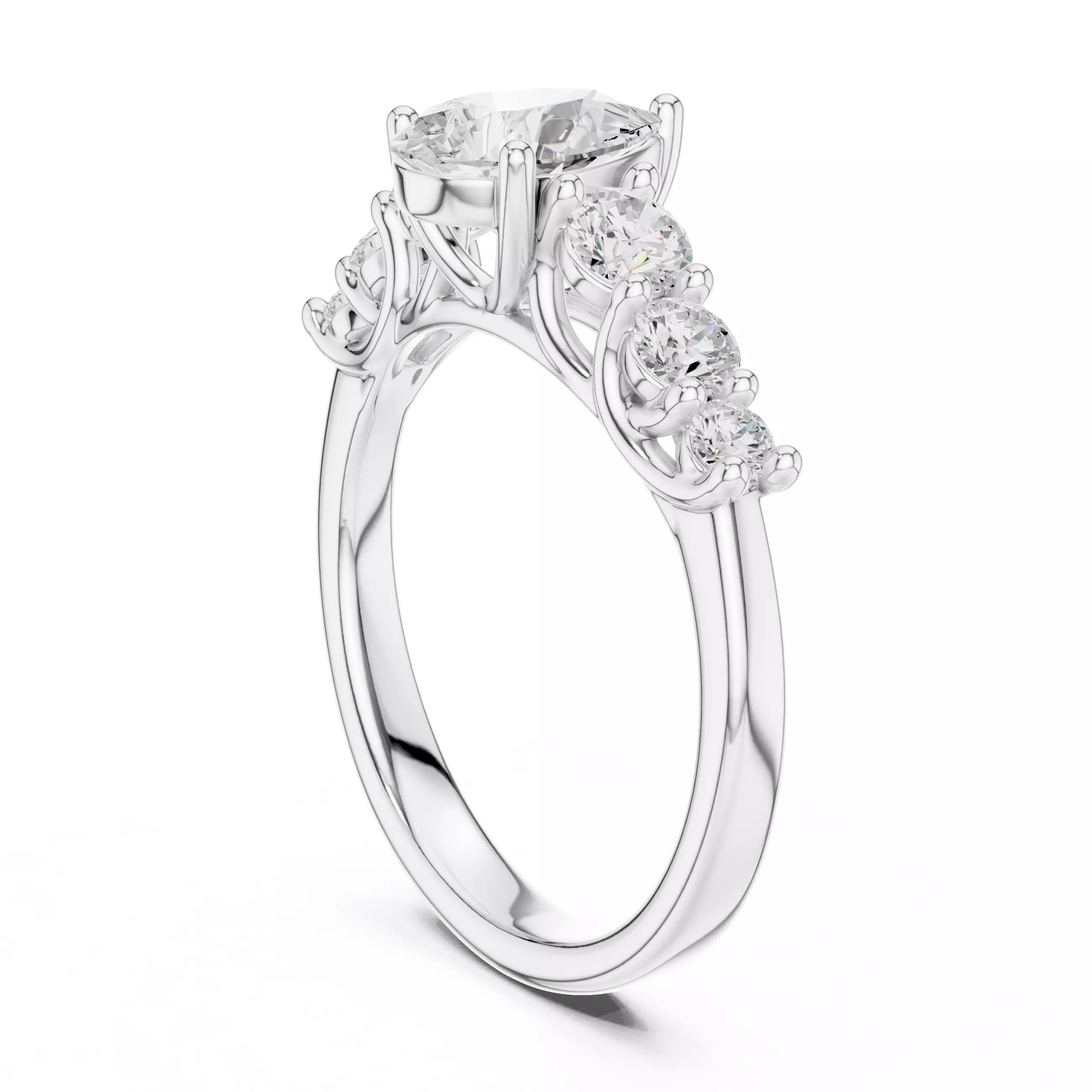 Pear Diamond Seven Stone Engagement Wedding Ring 3DM STL Video 3D print model_9