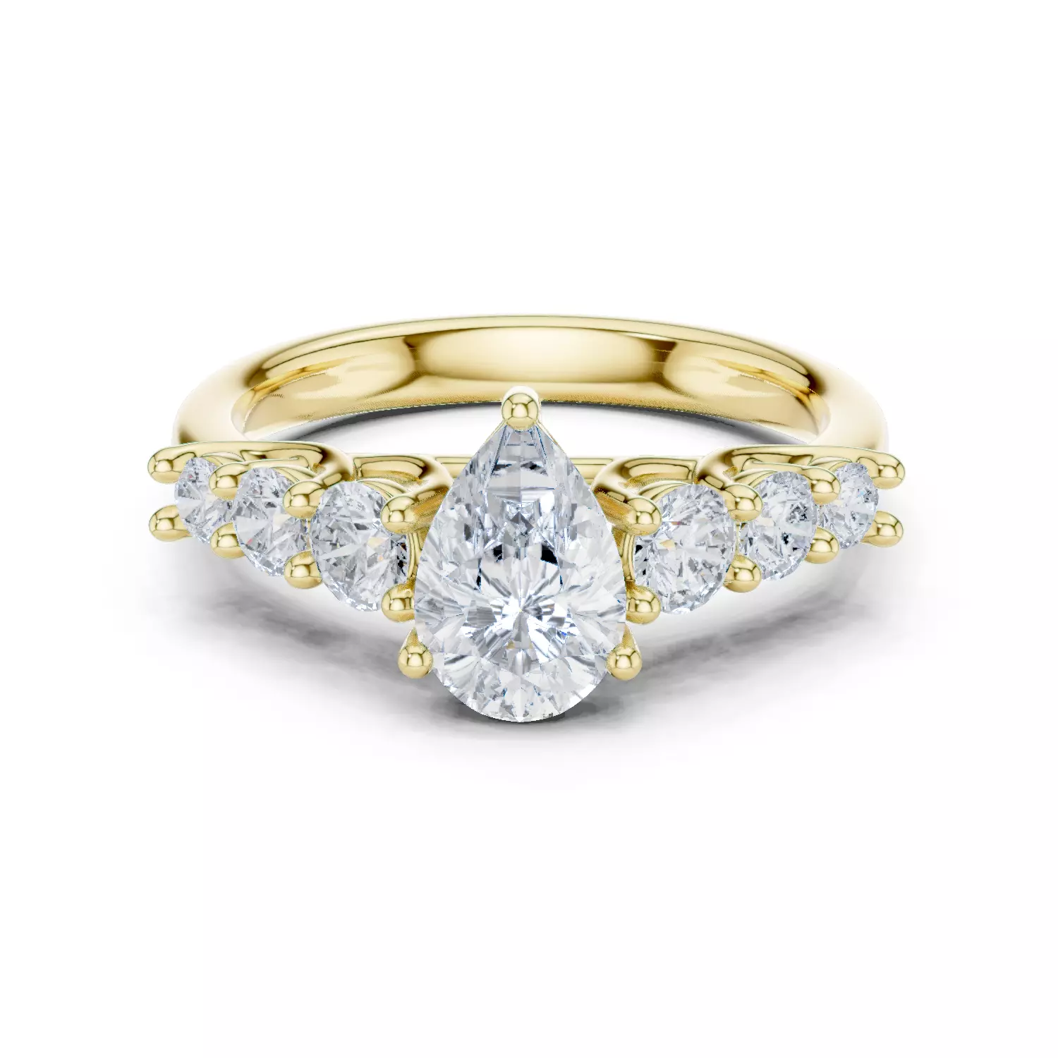 Pear Diamond Seven Stone Engagement Wedding Ring 3DM STL Video 3D print model_14