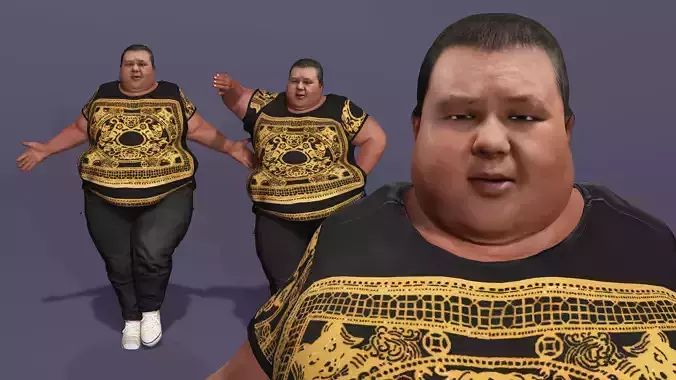 Realistic Chinese livestreamer Liangzi fat boy meta human