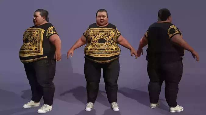 Realistic Chinese livestreamer Liangzi fat boy meta human