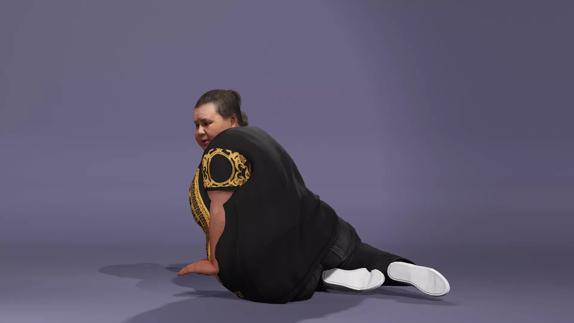 Realistic Chinese livestreamer Liangzi fat boy meta human 3D model_11