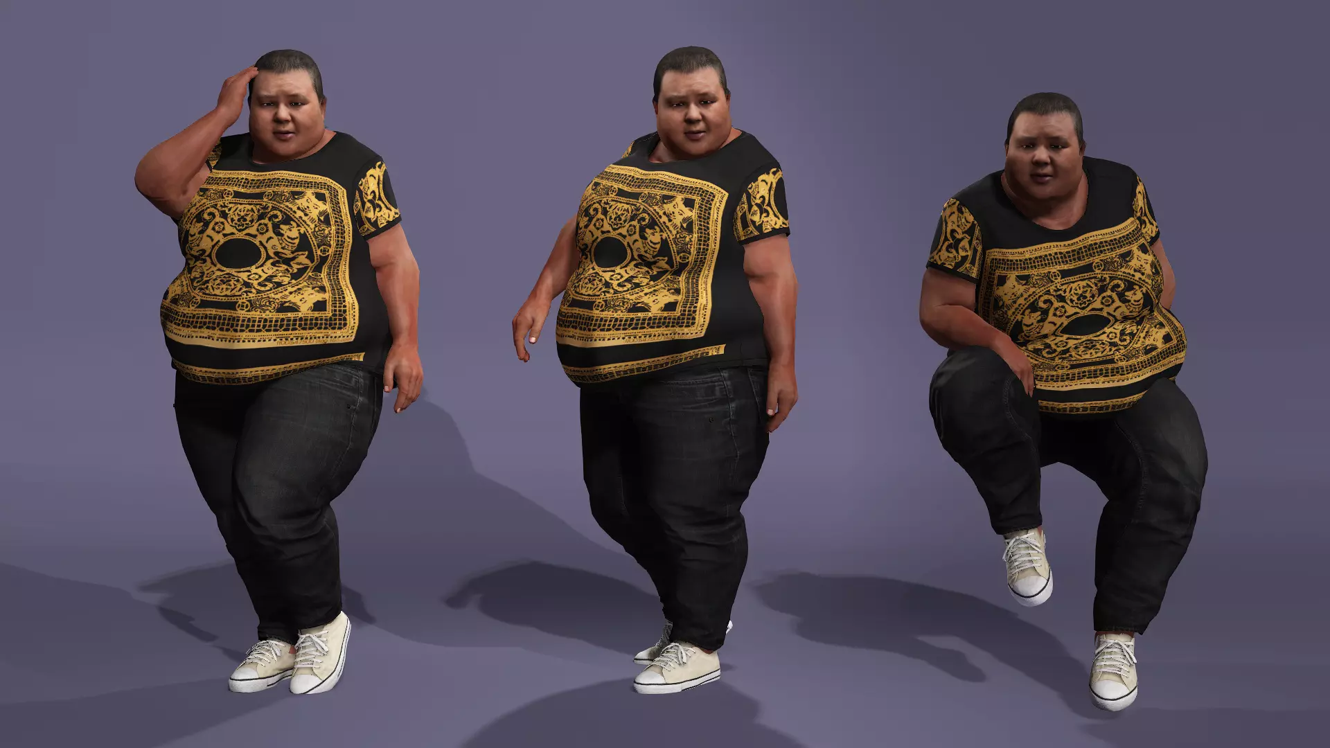 Realistic Chinese livestreamer Liangzi fat boy meta human 3D model_3