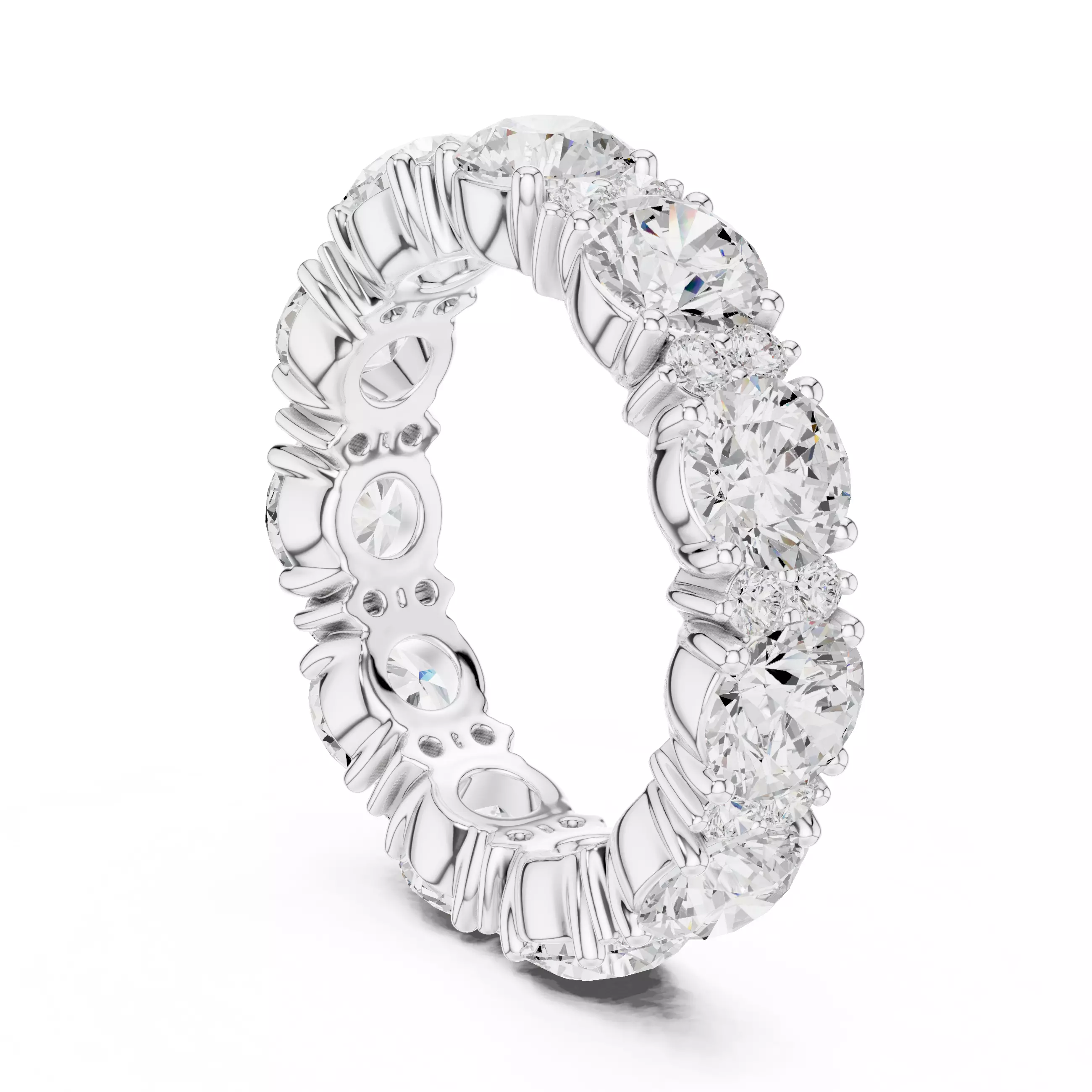 4mm Round Cut Diamond Full Eternity Wedding Band 3DM STL Video 3D print model_9