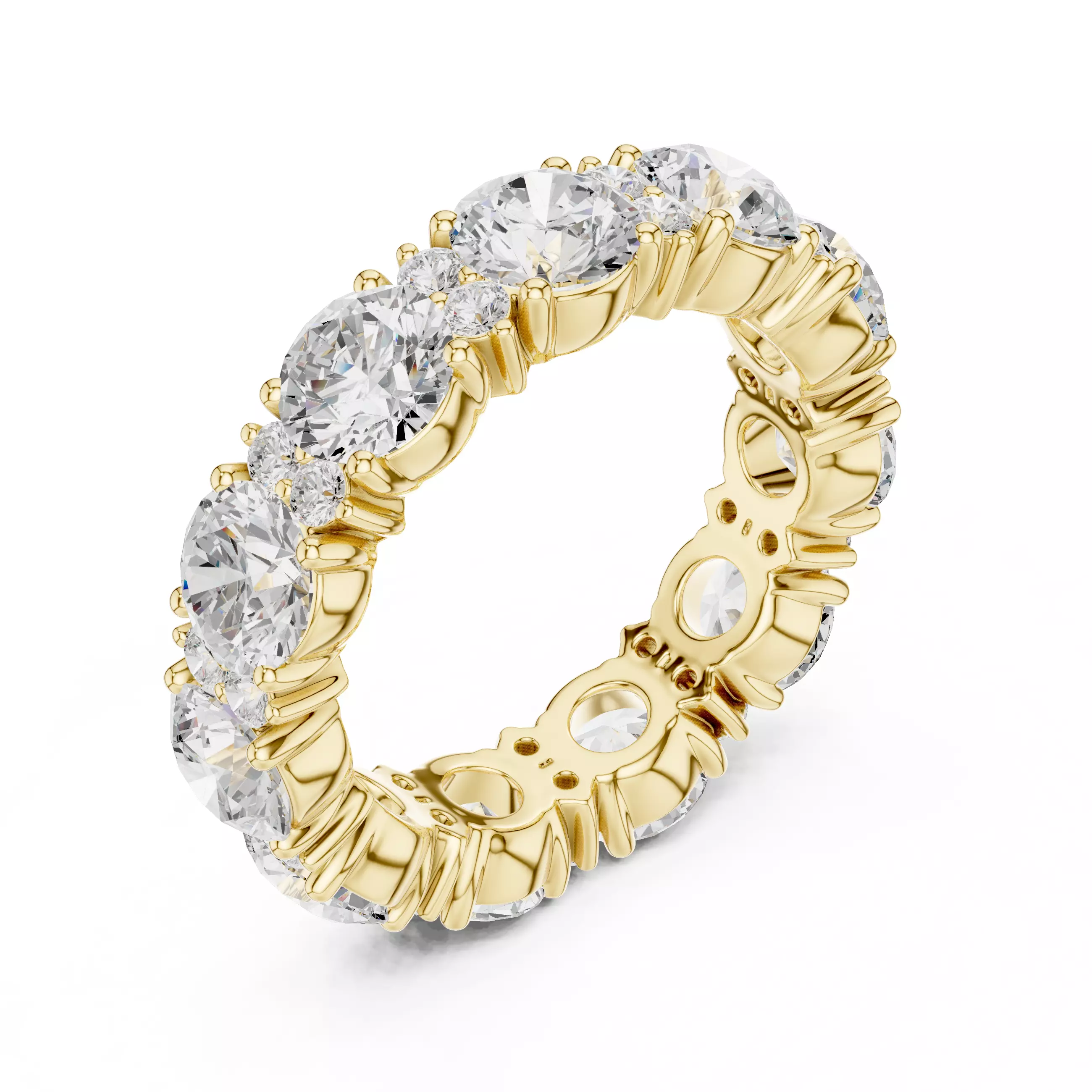 4mm Round Cut Diamond Full Eternity Wedding Band 3DM STL Video 3D print model_7