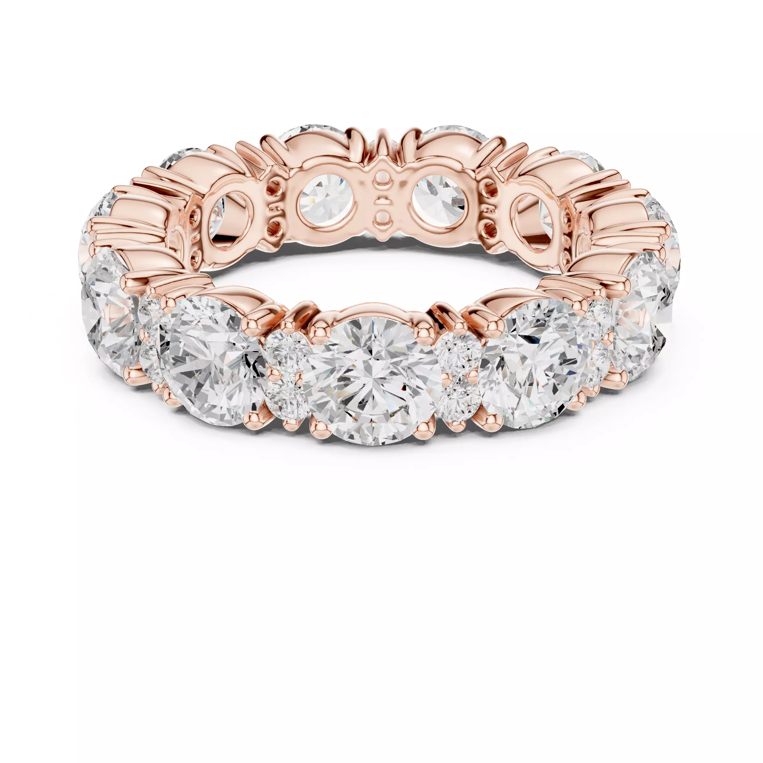 4mm Round Cut Diamond Full Eternity Wedding Band 3DM STL Video 3D print model_5