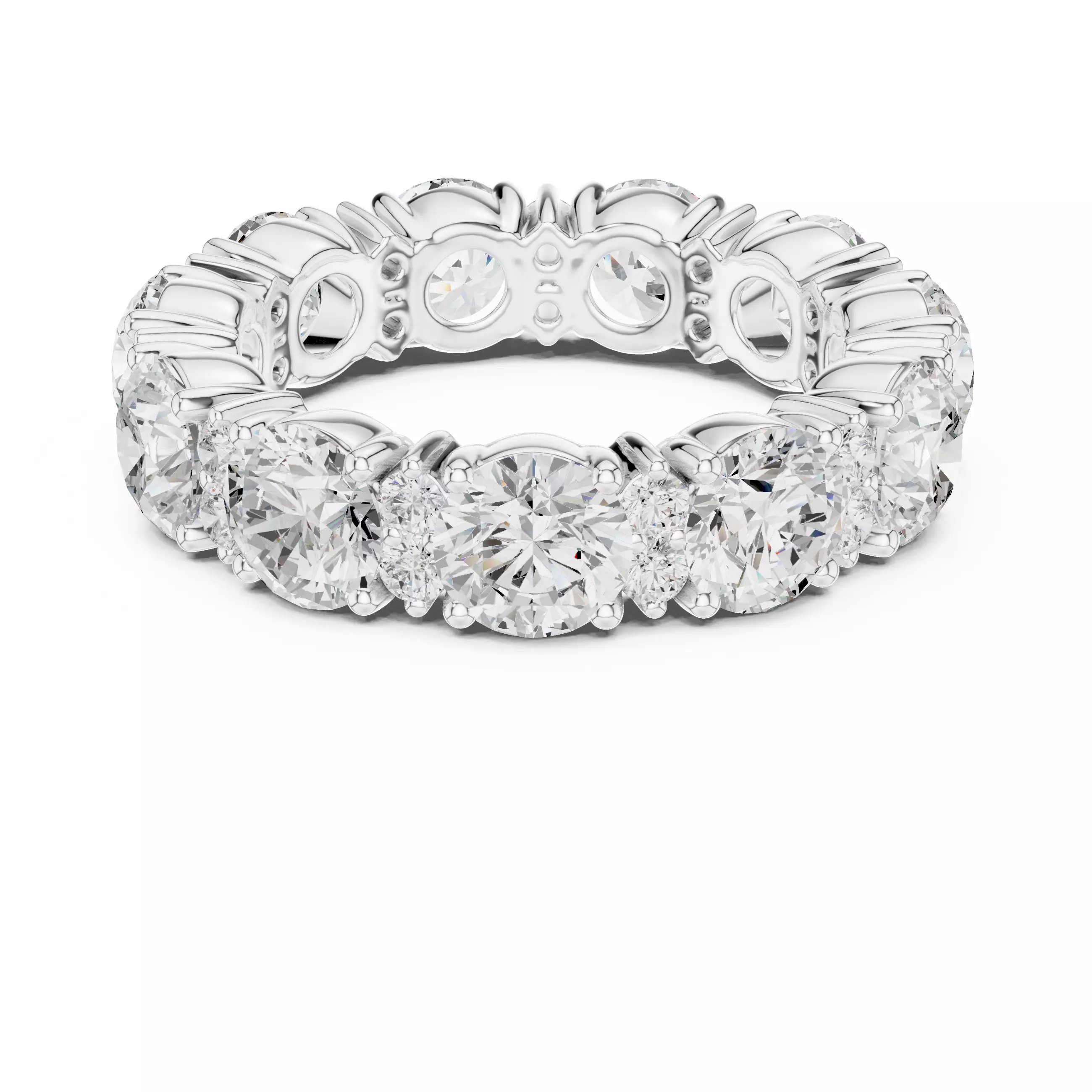 4mm Round Cut Diamond Full Eternity Wedding Band 3DM STL Video 3D print model_11