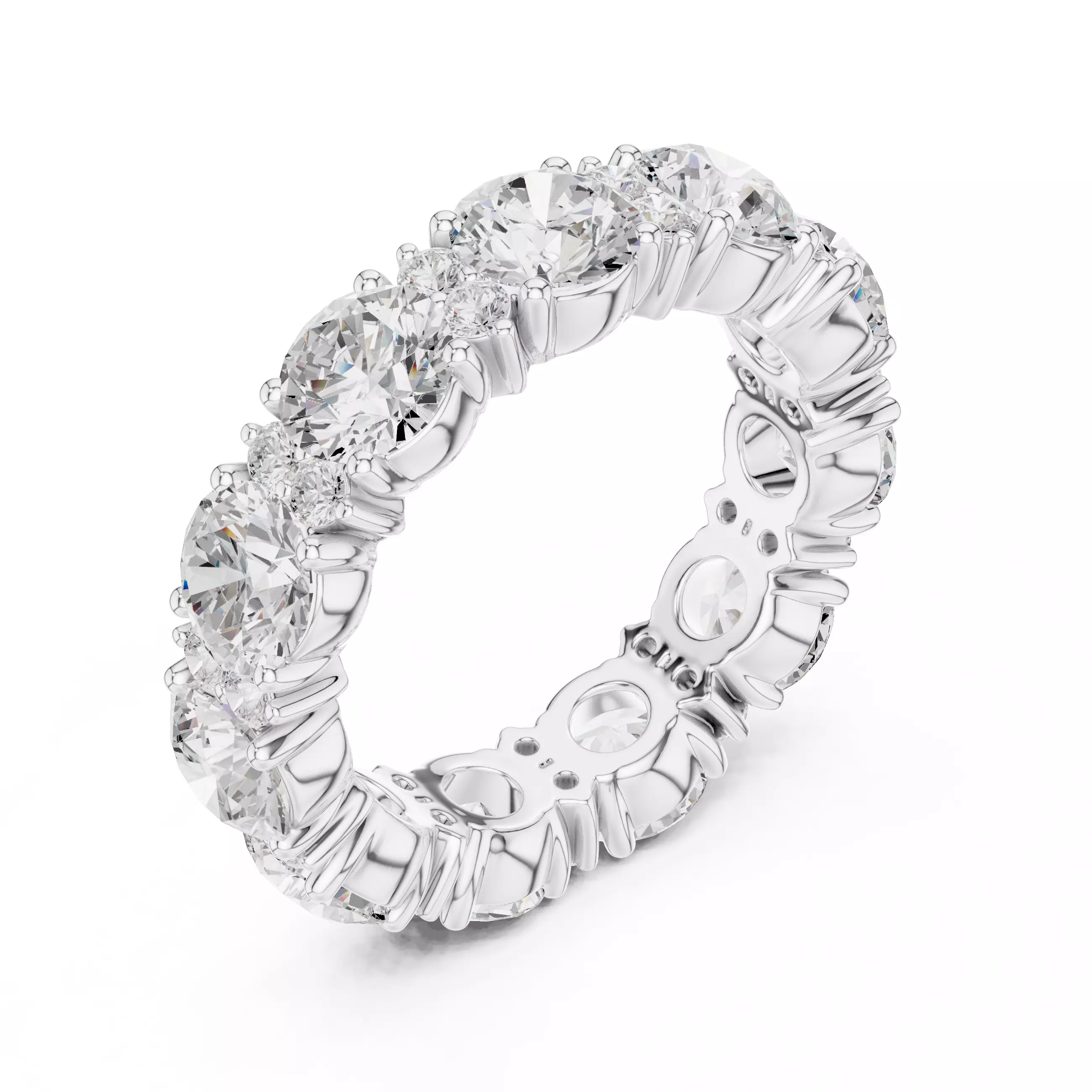 4mm Round Cut Diamond Full Eternity Wedding Band 3DM STL Video 3D print model_10