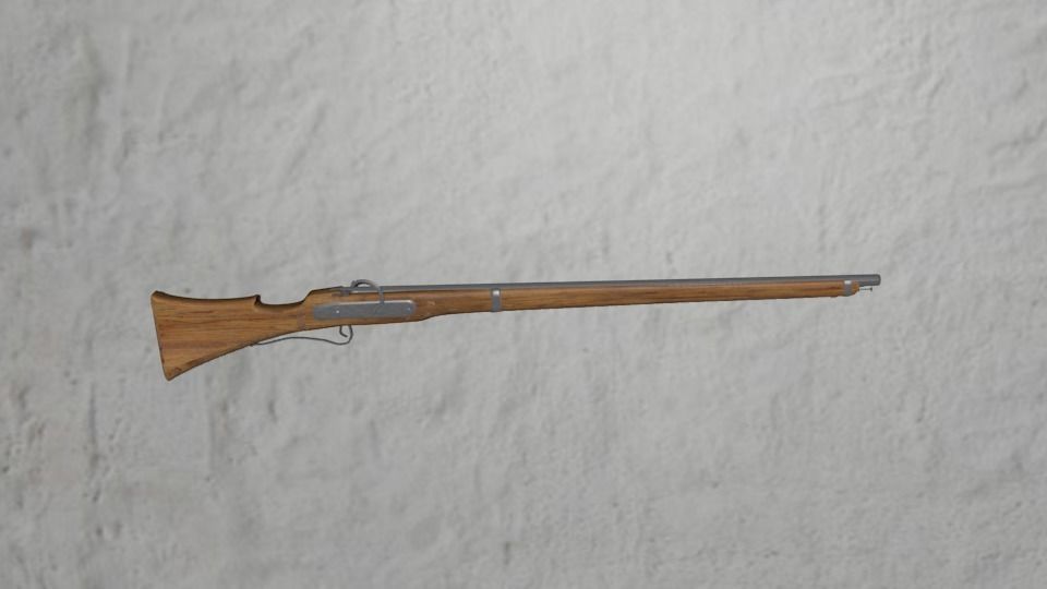 Matchlock musket or arquebus Free 3D model_1