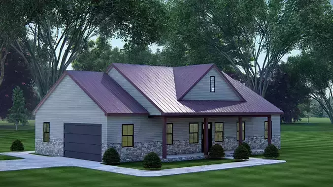 Rustic American Farmhouse Design  Traditional Country House 3D