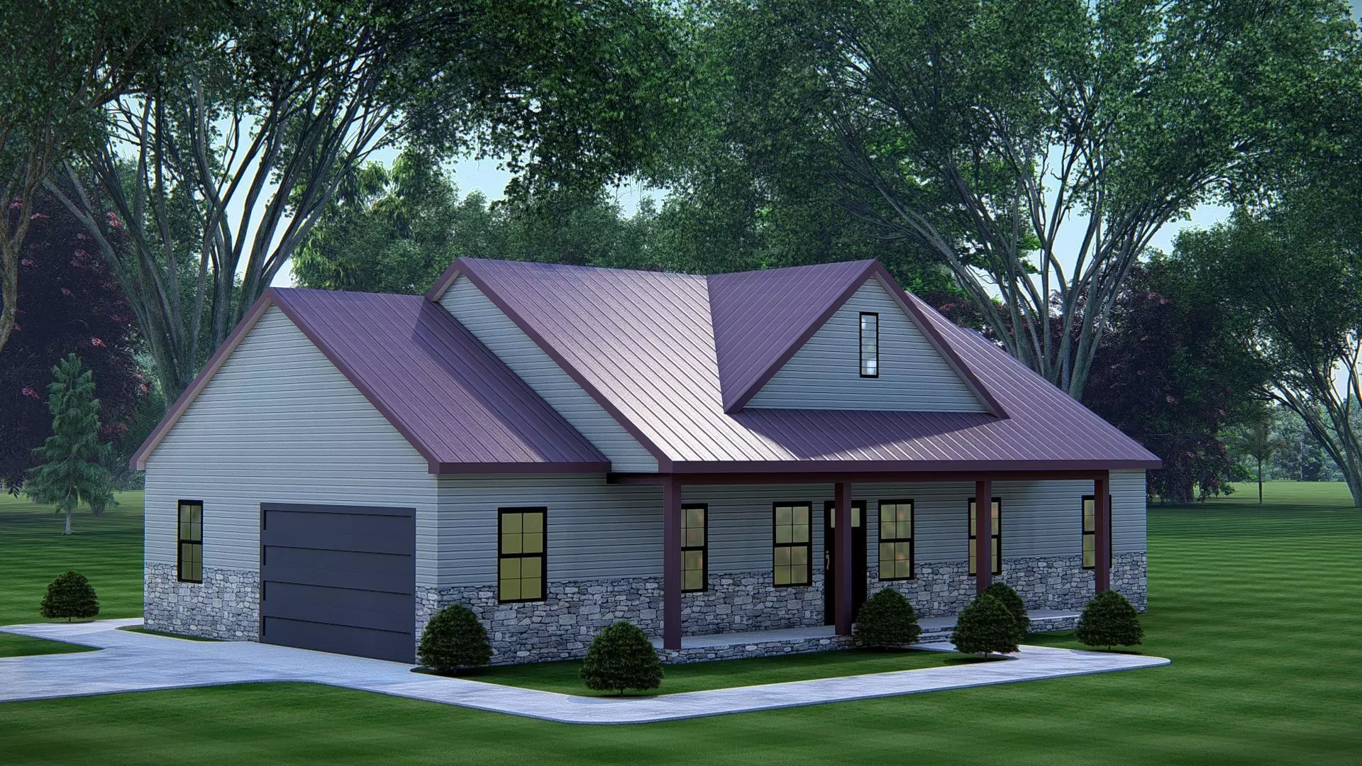 Rustic American Farmhouse Design Traditional Country House 3D 3D model
