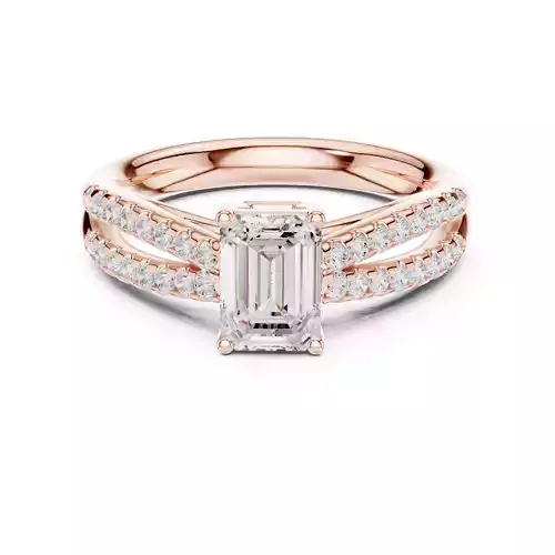 1Ct Emerald Cut Split Shank Engagement Wedding Ring File Video 3D print model