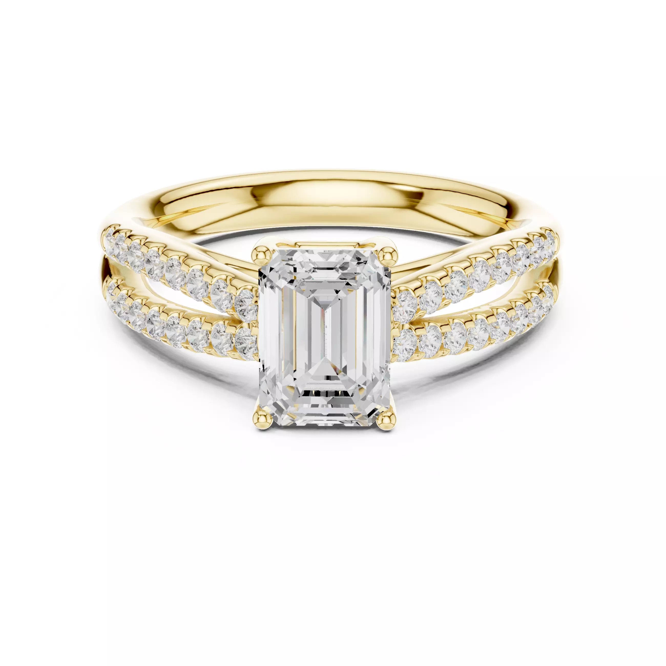 1CT Radiant Split Shank Engagement Wedding Ring 3DM STL Video 3D print model_1