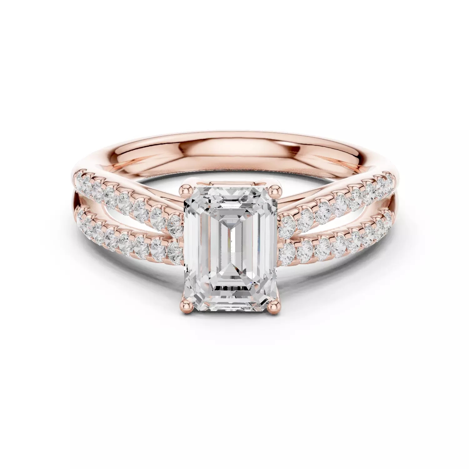 1CT Radiant Split Shank Engagement Wedding Ring 3DM STL Video 3D print model_12