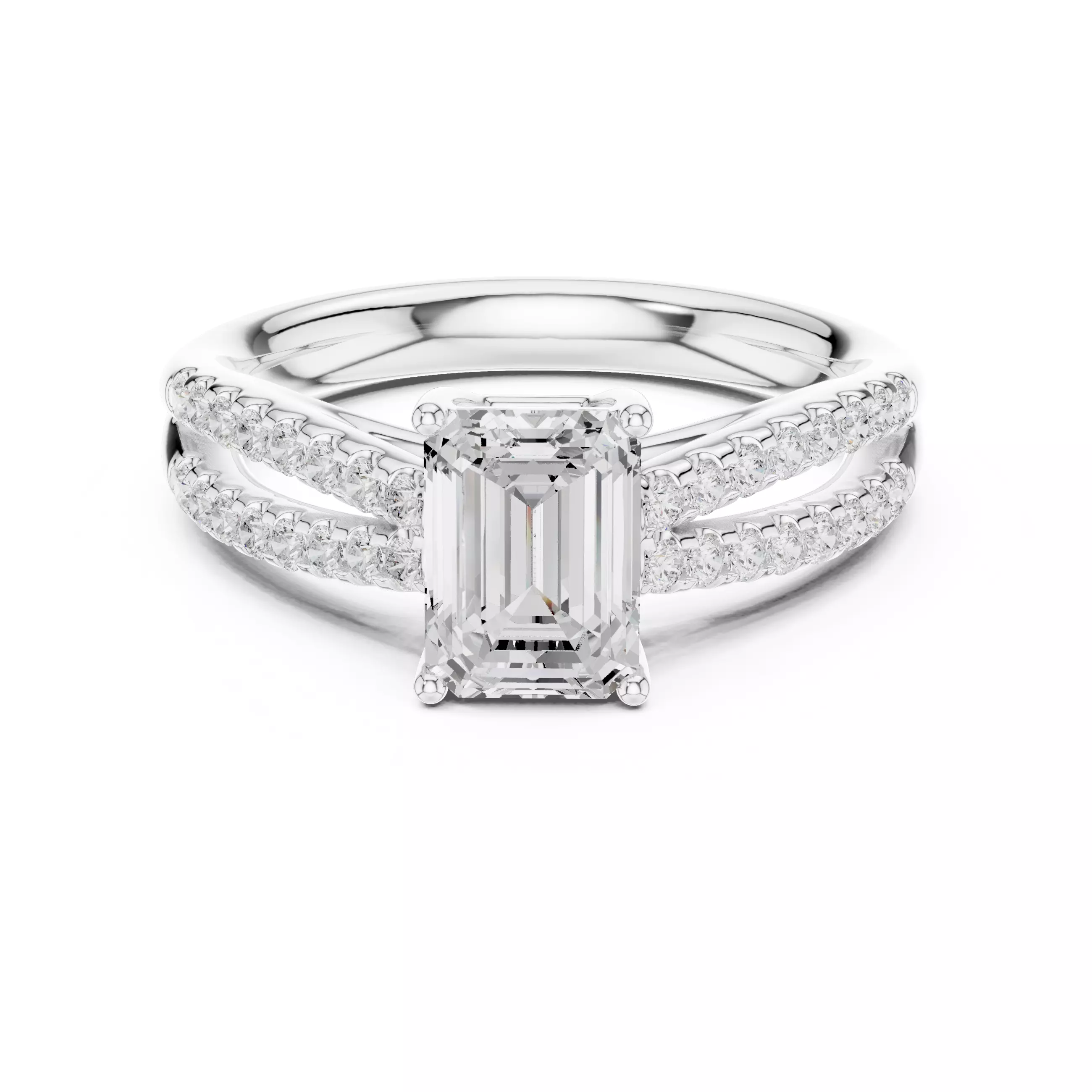 1CT Radiant Split Shank Engagement Wedding Ring 3DM STL Video 3D print model_2