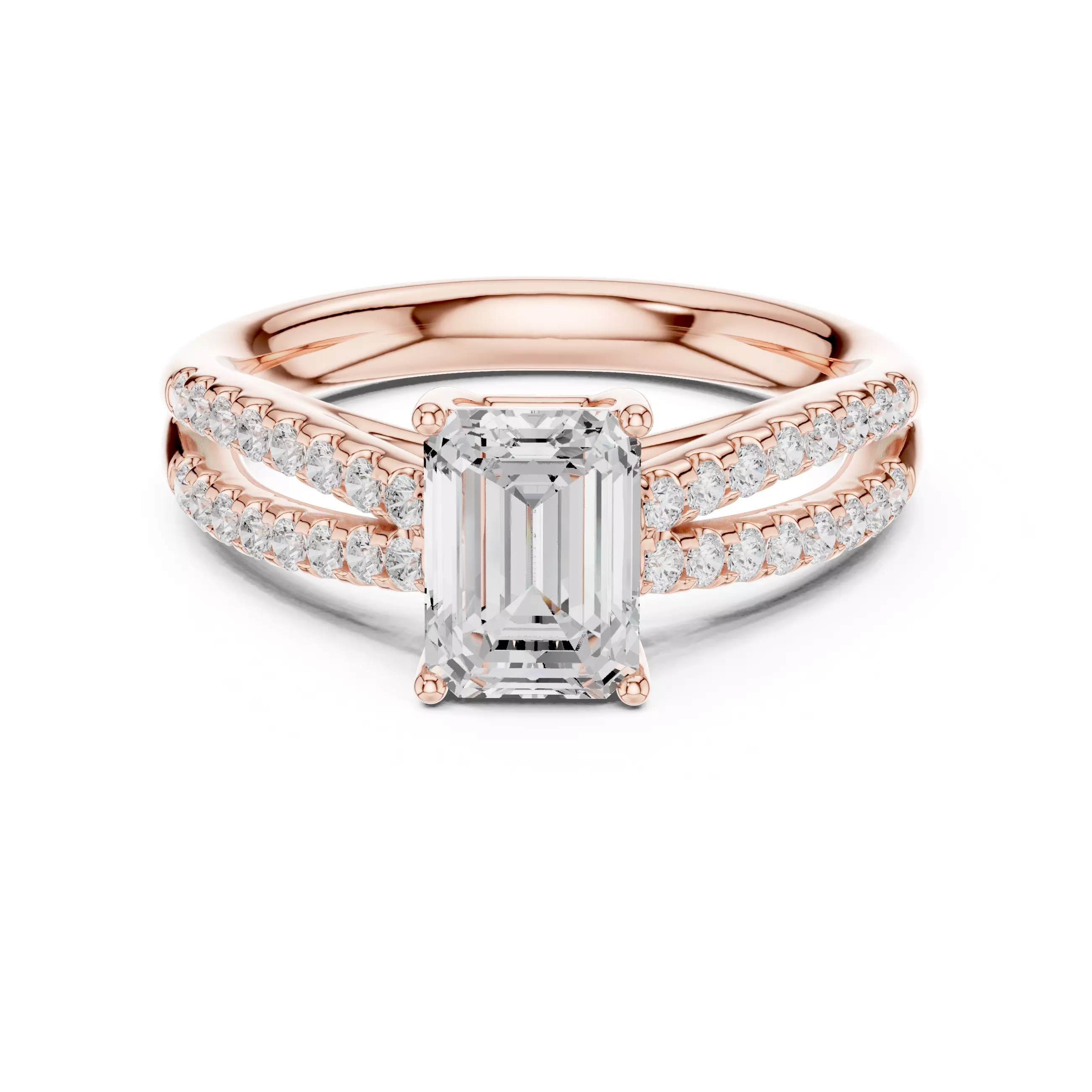 1CT Radiant Split Shank Engagement Wedding Ring 3DM STL Video 3D print model_0