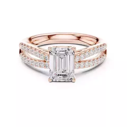 1CT Radiant Split Shank Engagement Wedding Ring 3DM STL Video 3D print model