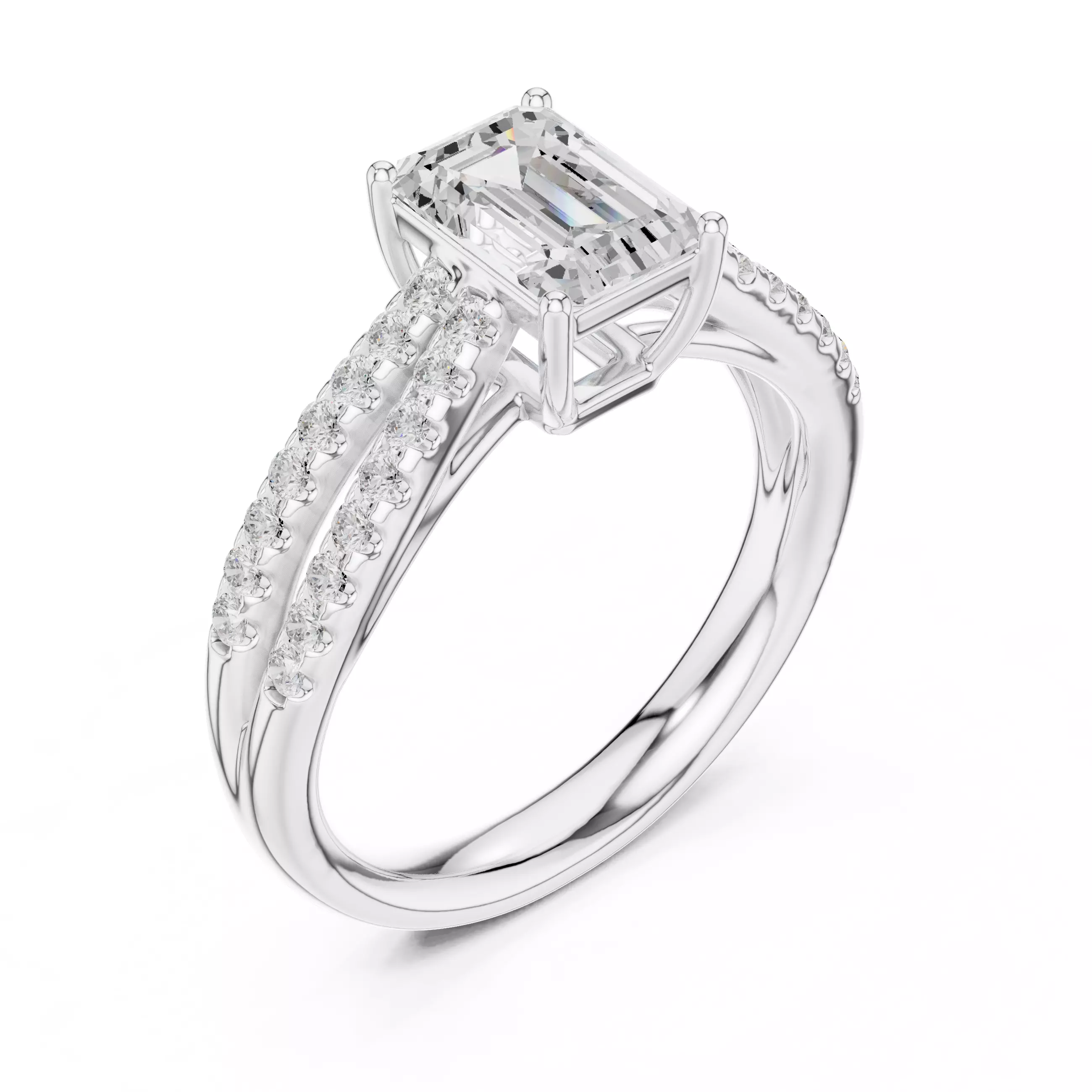 1CT Radiant Split Shank Engagement Wedding Ring 3DM STL Video 3D print model_10