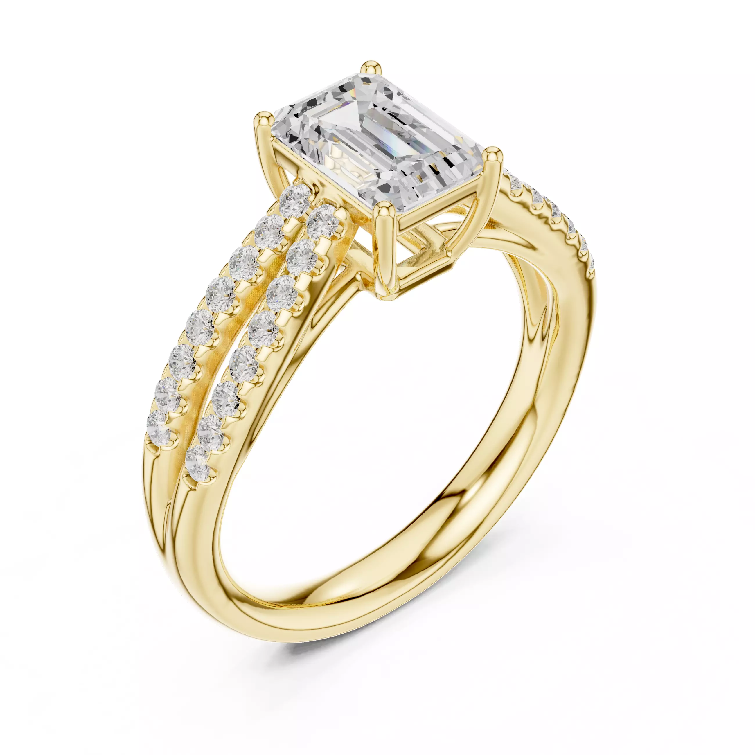 1CT Radiant Split Shank Engagement Wedding Ring 3DM STL Video 3D print model_7