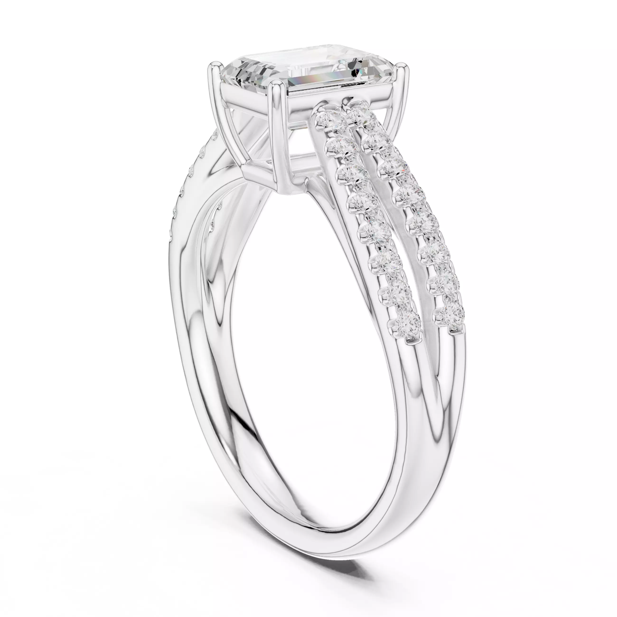 1CT Radiant Split Shank Engagement Wedding Ring 3DM STL Video 3D print model_9