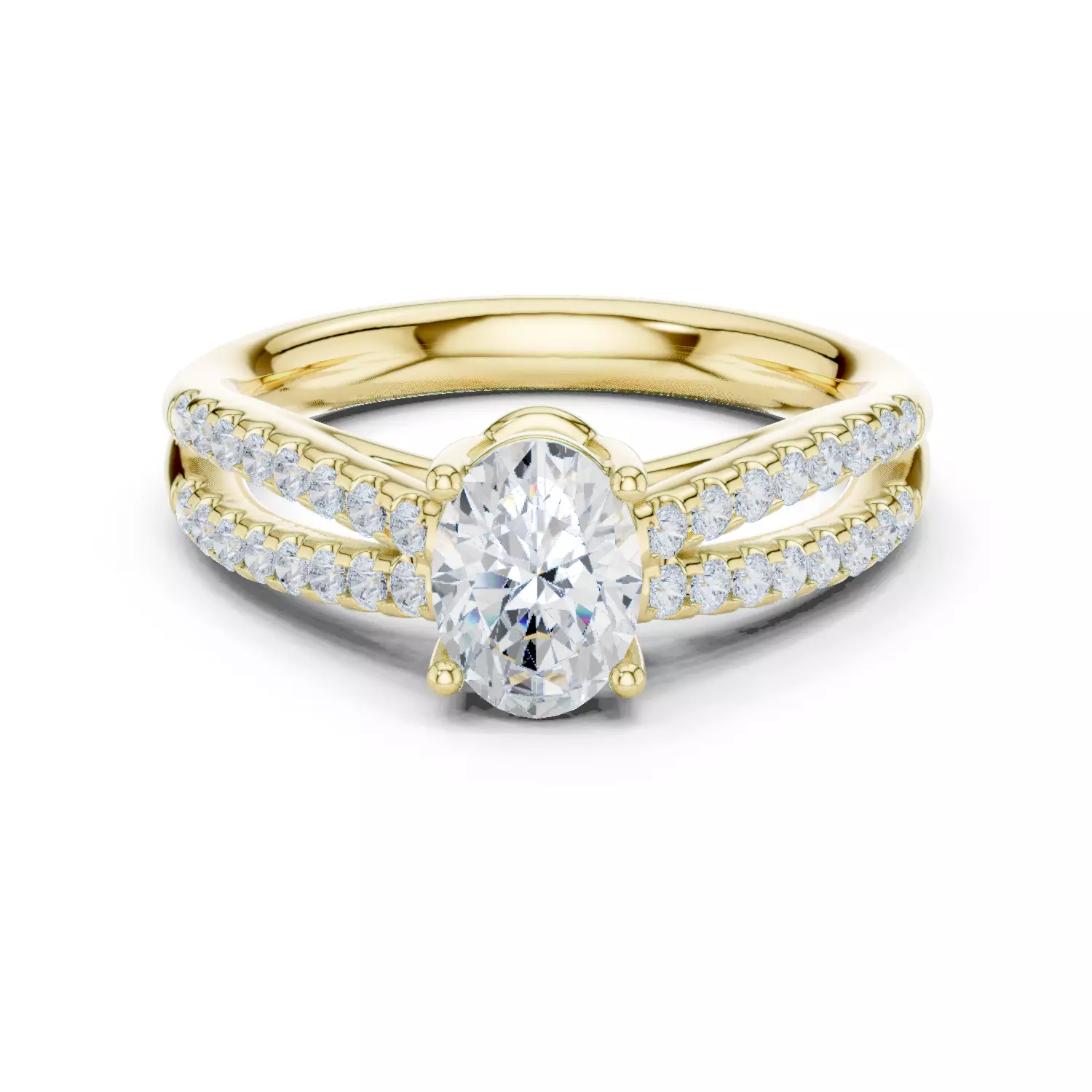 1CT Oval Cut Split Shank Engagement Wedding Ring 3DM STL Video 3D print model_13