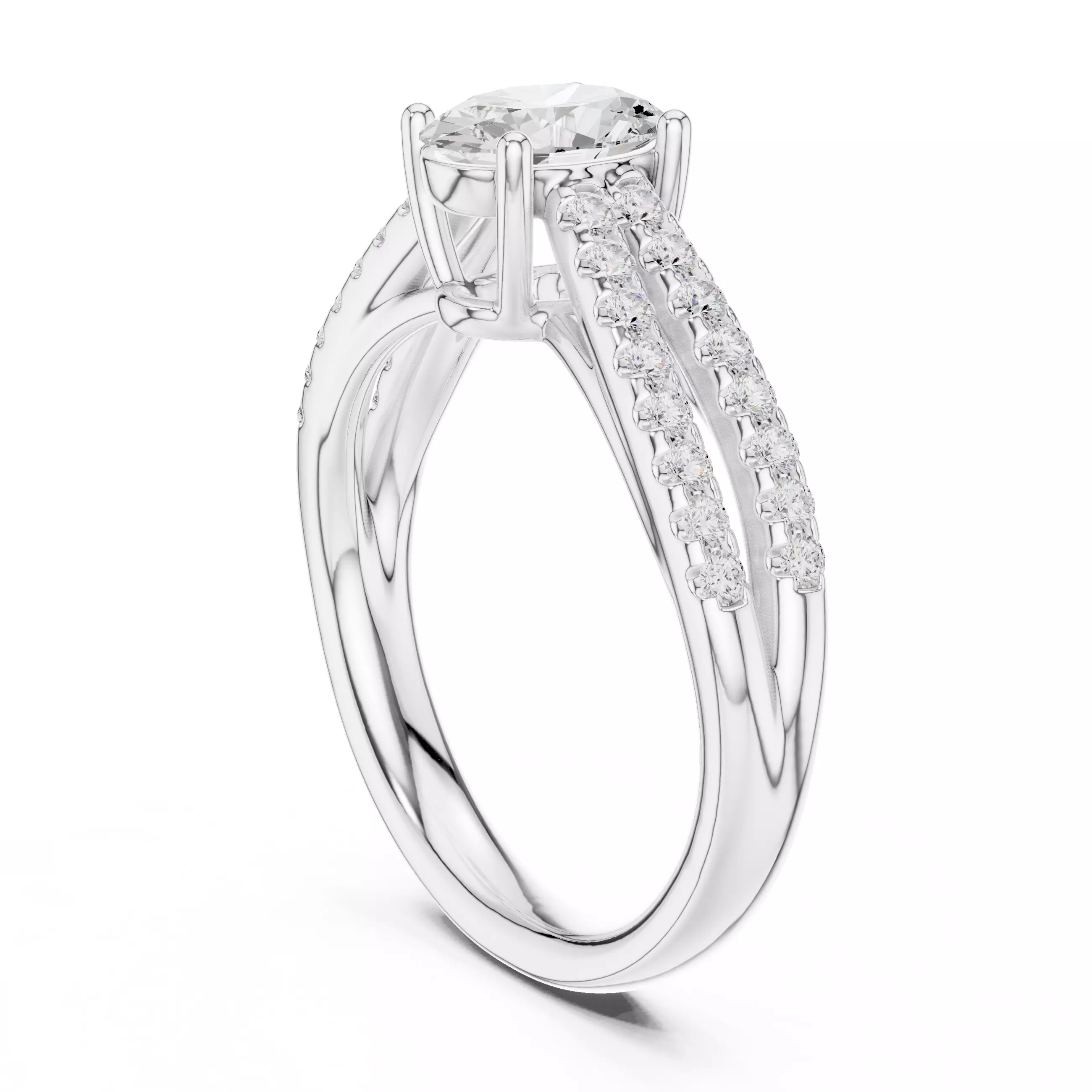 1CT Oval Cut Split Shank Engagement Wedding Ring 3DM STL Video 3D print model_9