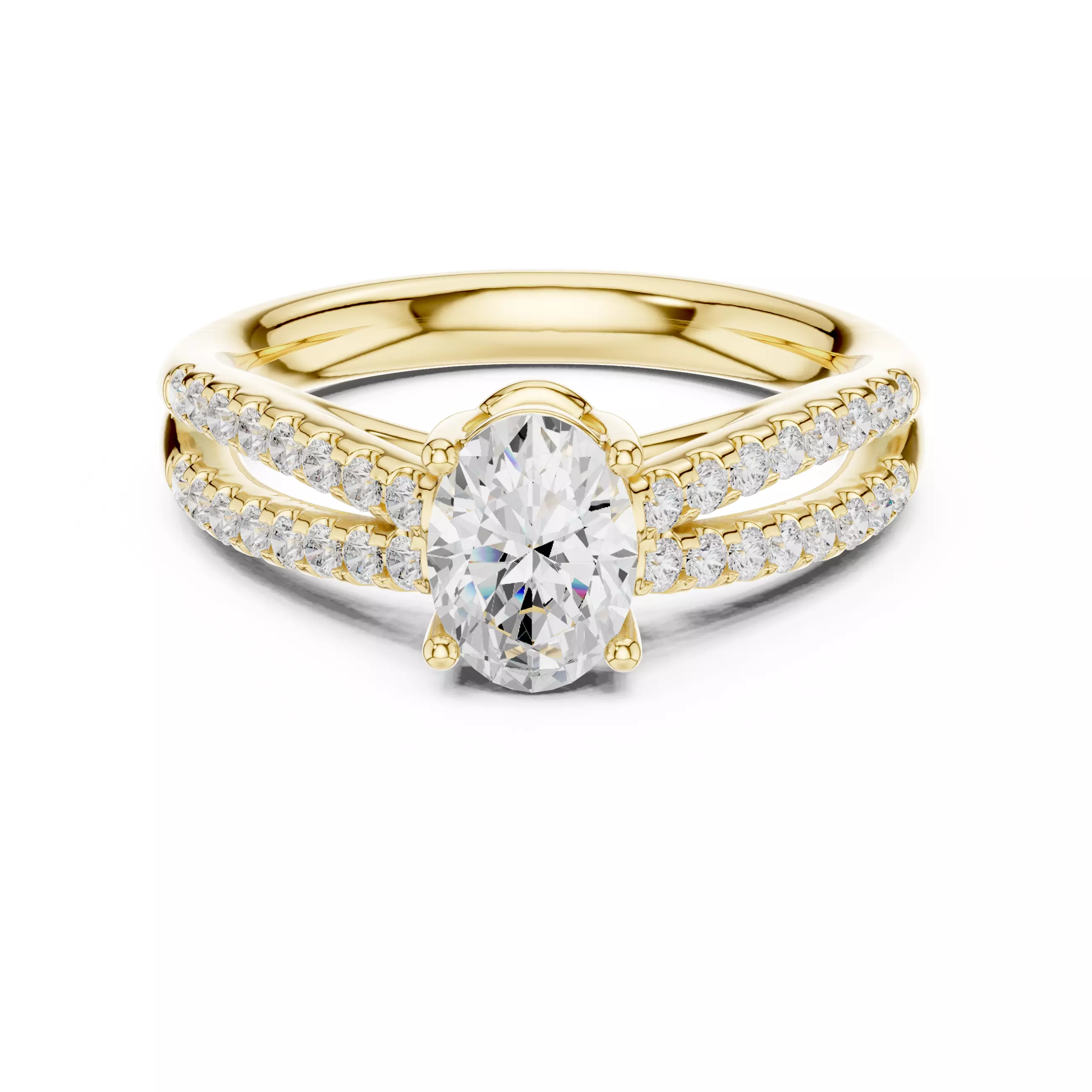 1CT Oval Cut Split Shank Engagement Wedding Ring 3DM STL Video 3D print model_1