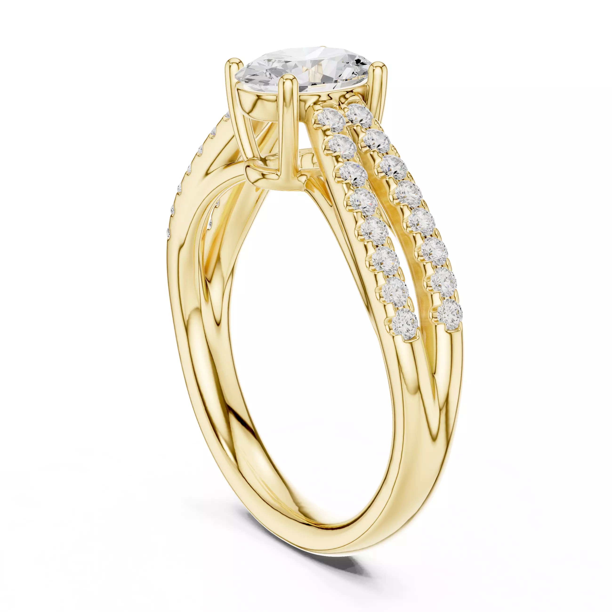 1CT Oval Cut Split Shank Engagement Wedding Ring 3DM STL Video 3D print model_6