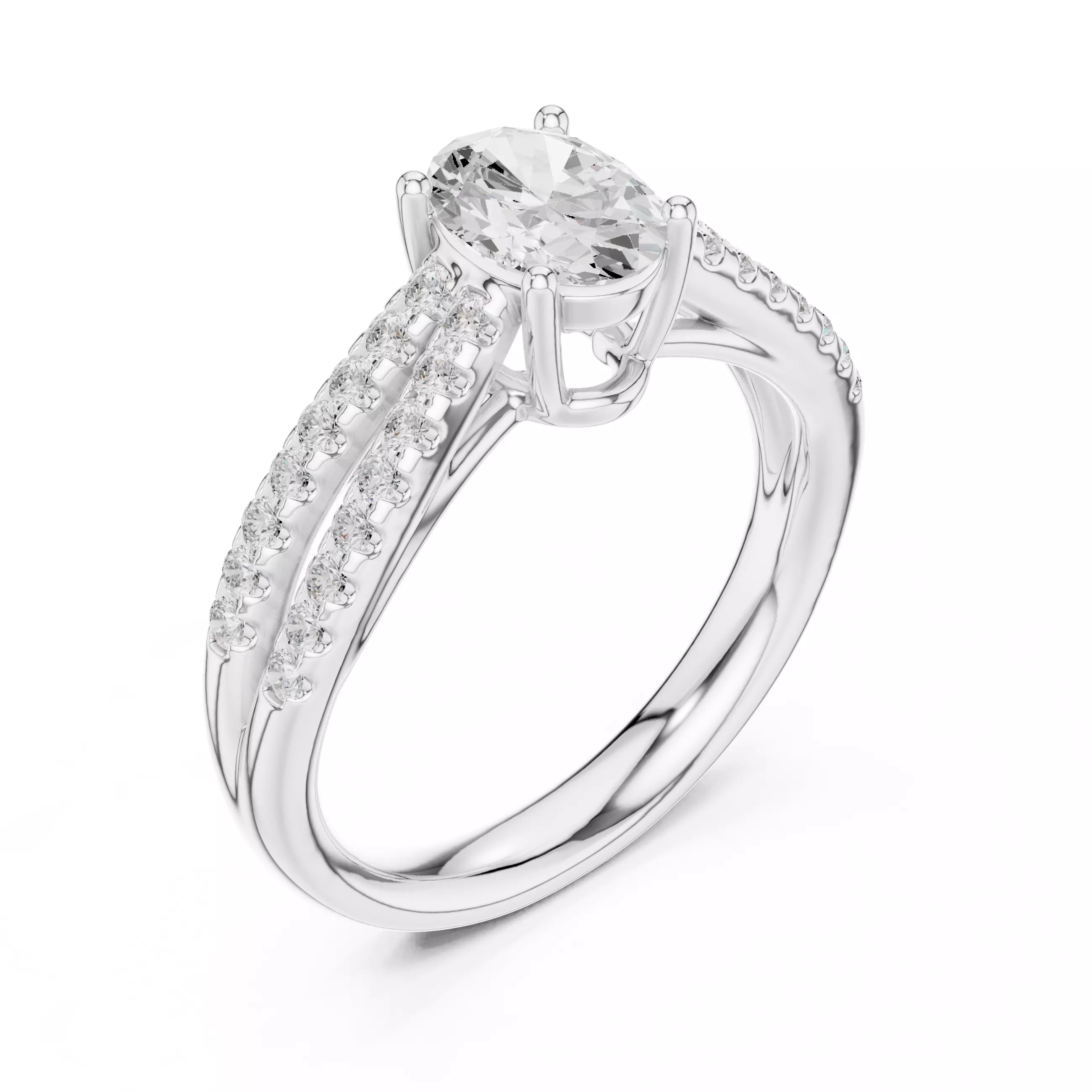 1CT Oval Cut Split Shank Engagement Wedding Ring 3DM STL Video 3D print model_10