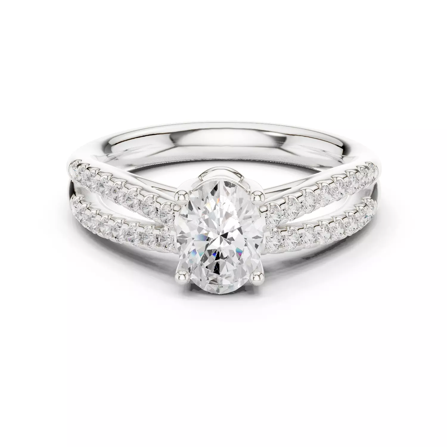 1CT Oval Cut Split Shank Engagement Wedding Ring 3DM STL Video 3D print model_14