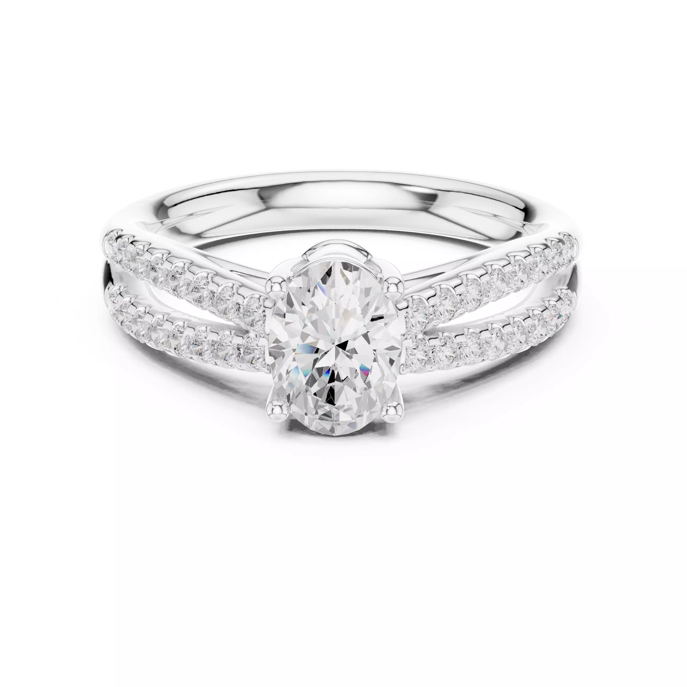 1CT Oval Cut Split Shank Engagement Wedding Ring 3DM STL Video 3D print model_2