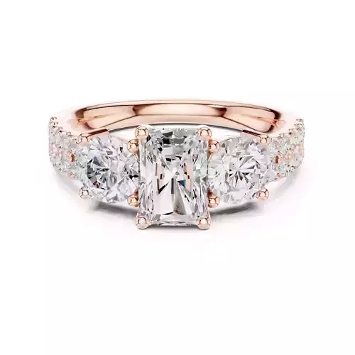 Radiant and Round Cut Engagement Wedding Ring 3DM STL Video