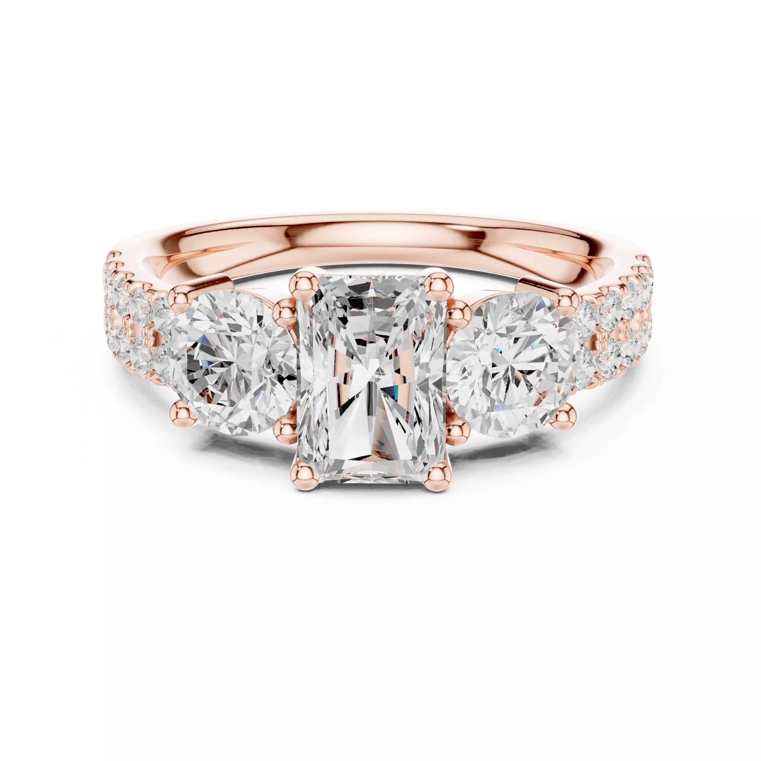 Radiant and Round Cut Engagement Wedding Ring 3DM STL Video 3D model 3D ...