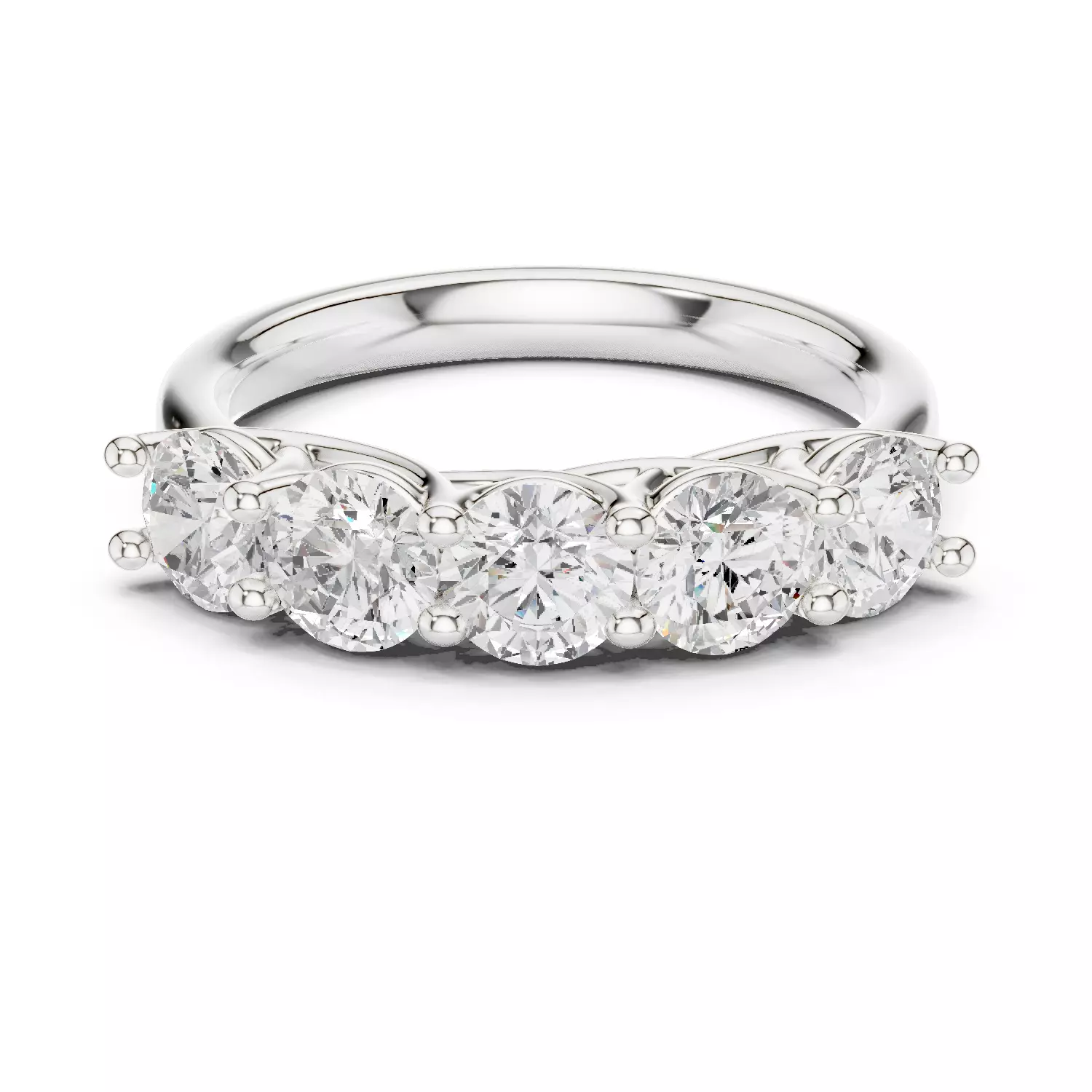 Five Round Diamond Trellis Setting Wedding Band 3DM STL Video 3D print model_13