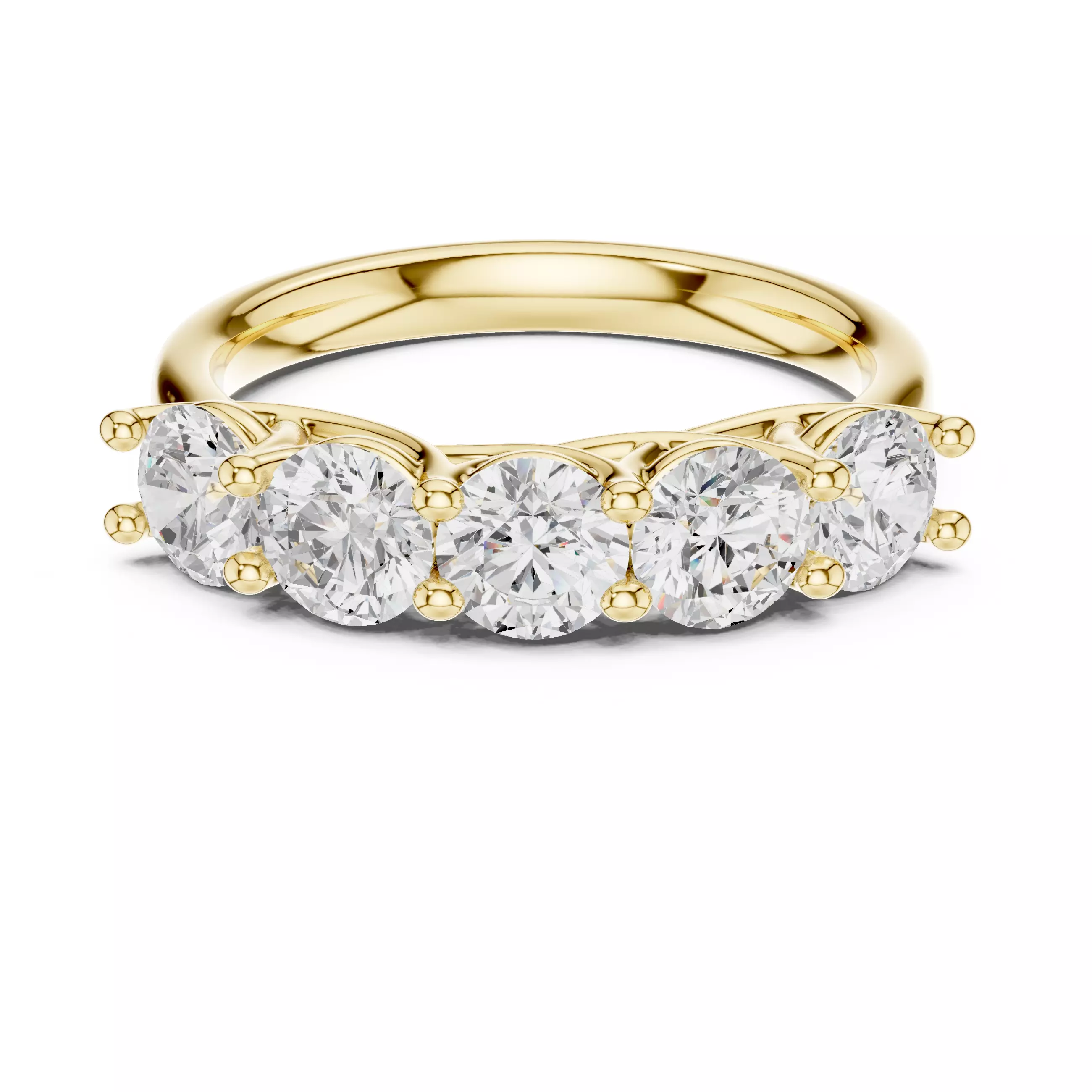 Five Round Diamond Trellis Setting Wedding Band 3DM STL Video 3D print model_1