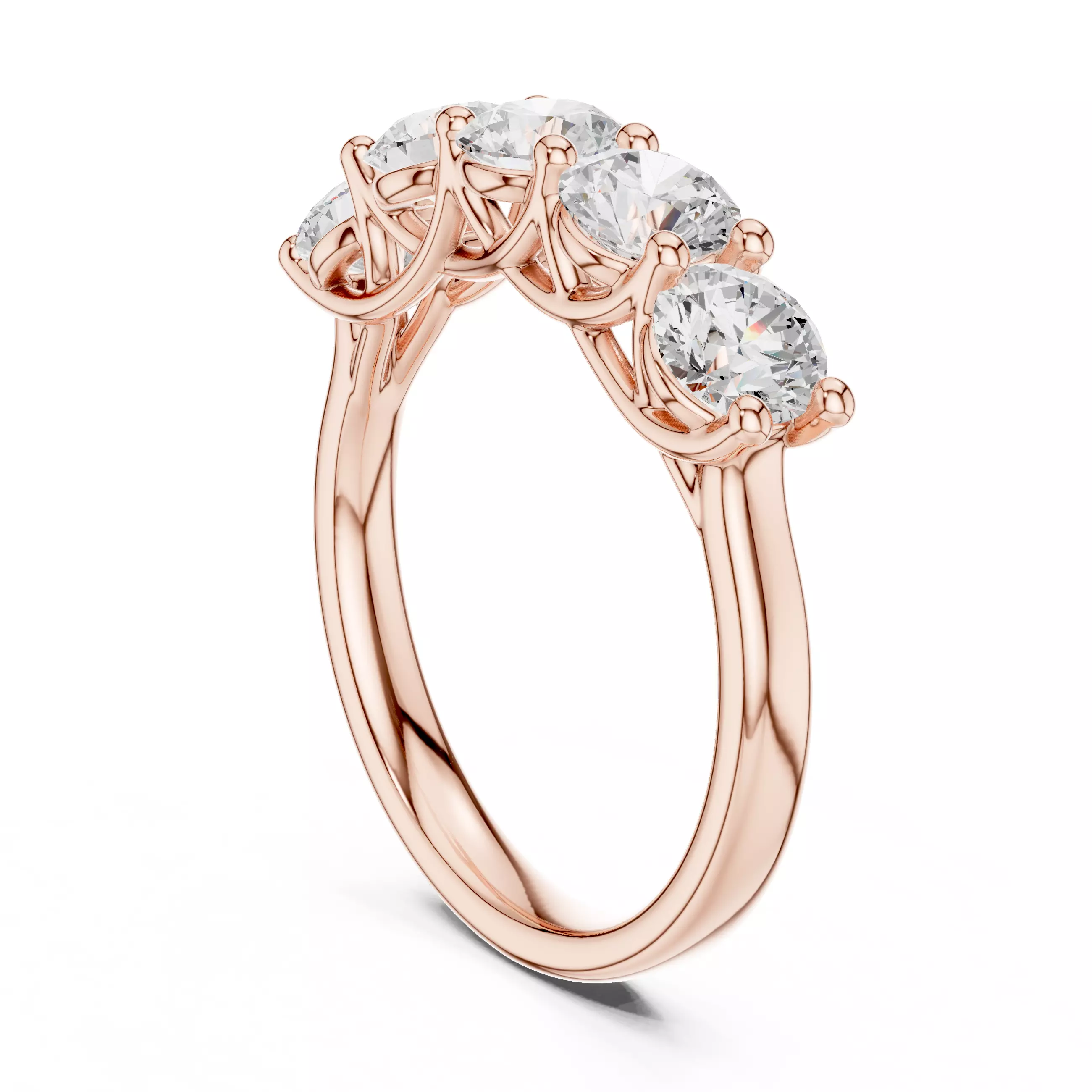 Five Round Diamond Trellis Setting Wedding Band 3DM STL Video 3D print model_3