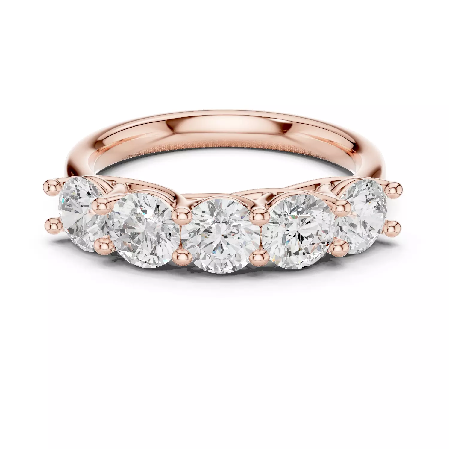 Five Round Diamond Trellis Setting Wedding Band 3DM STL Video 3D print model_12