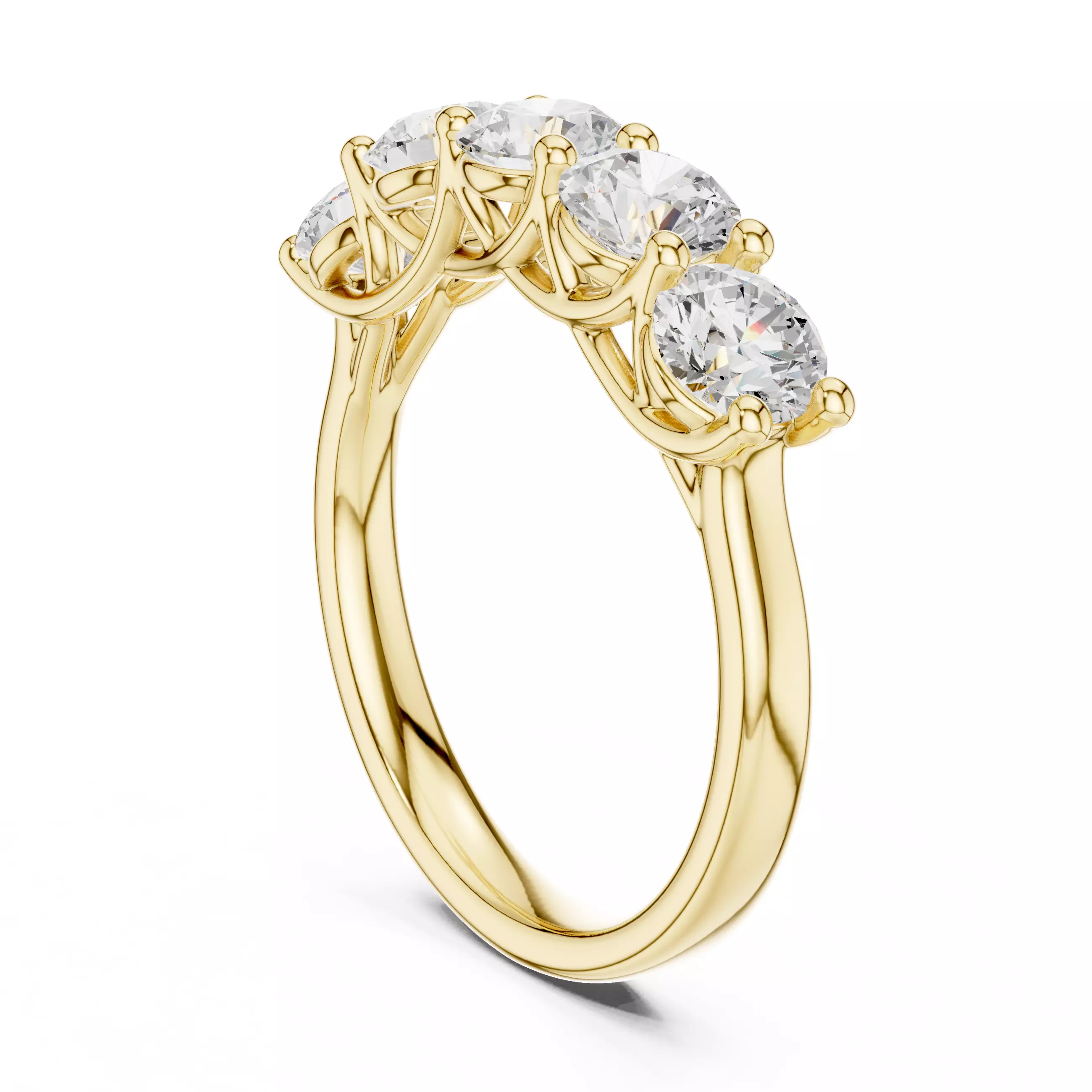 Five Round Diamond Trellis Setting Wedding Band 3DM STL Video 3D print model_6