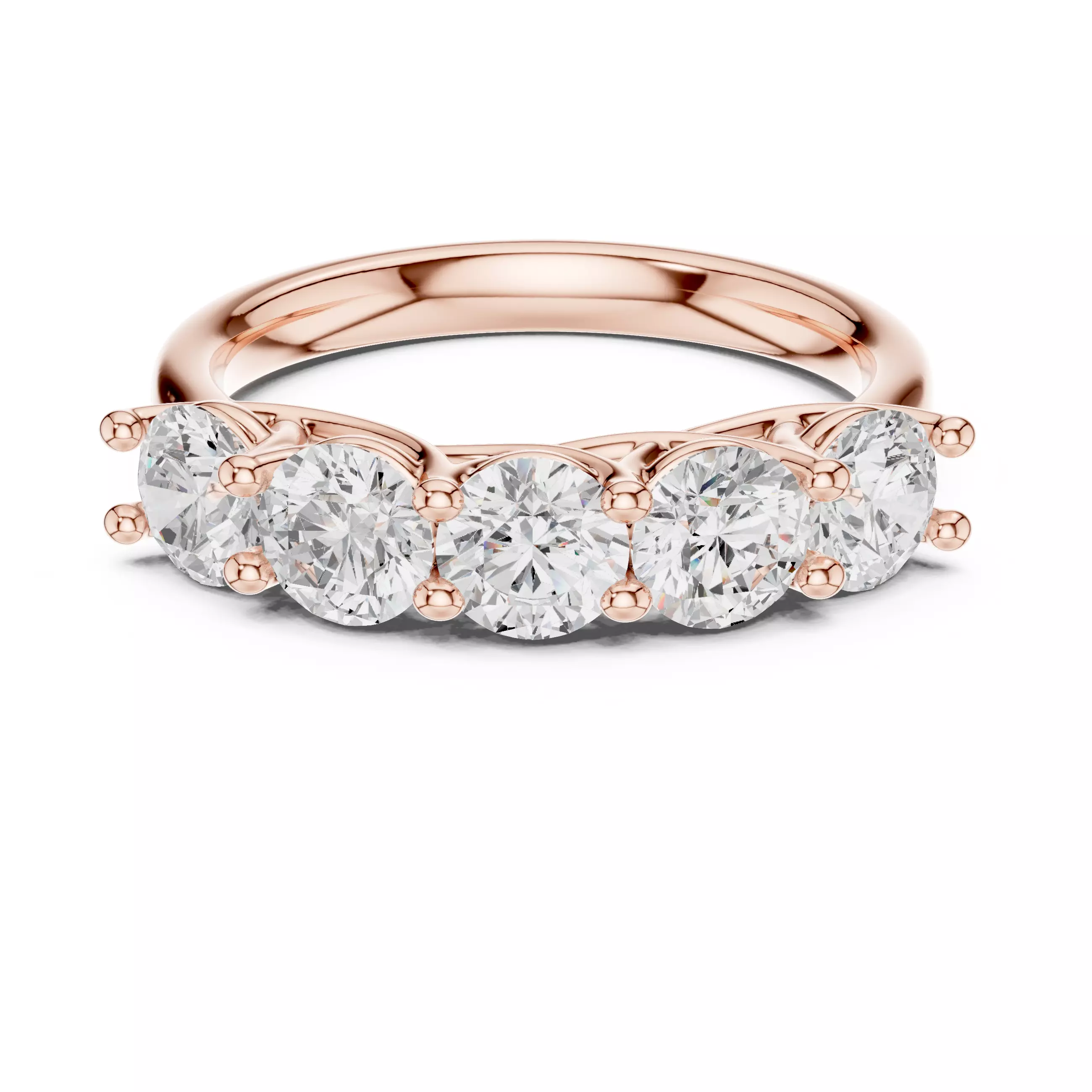 Five Round Diamond Trellis Setting Wedding Band 3DM STL Video 3D print model_0