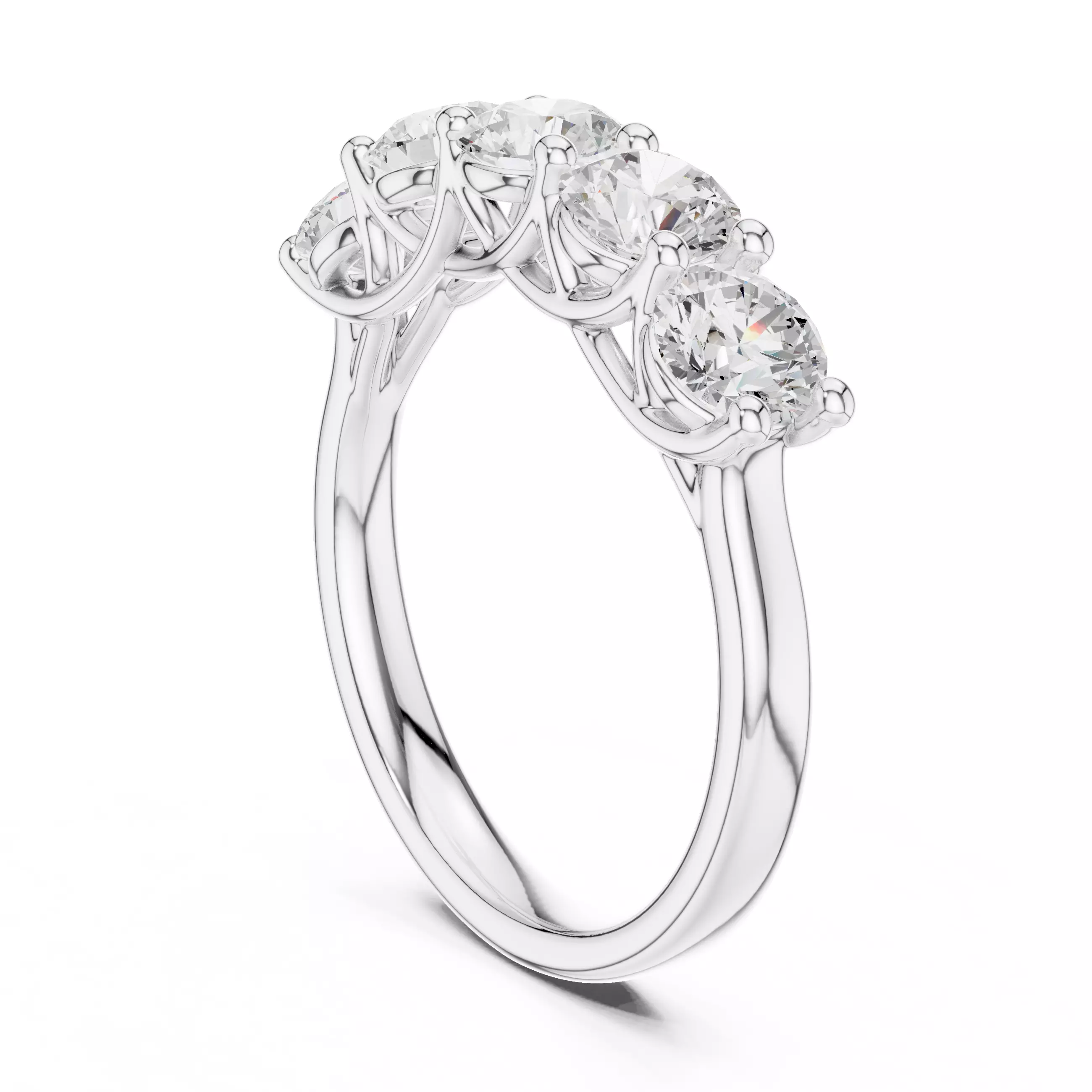 Five Round Diamond Trellis Setting Wedding Band 3DM STL Video 3D print model_9