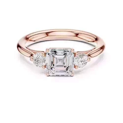 Three Stone Asscher Round Engagement Wedding Ring 3DM STL Video