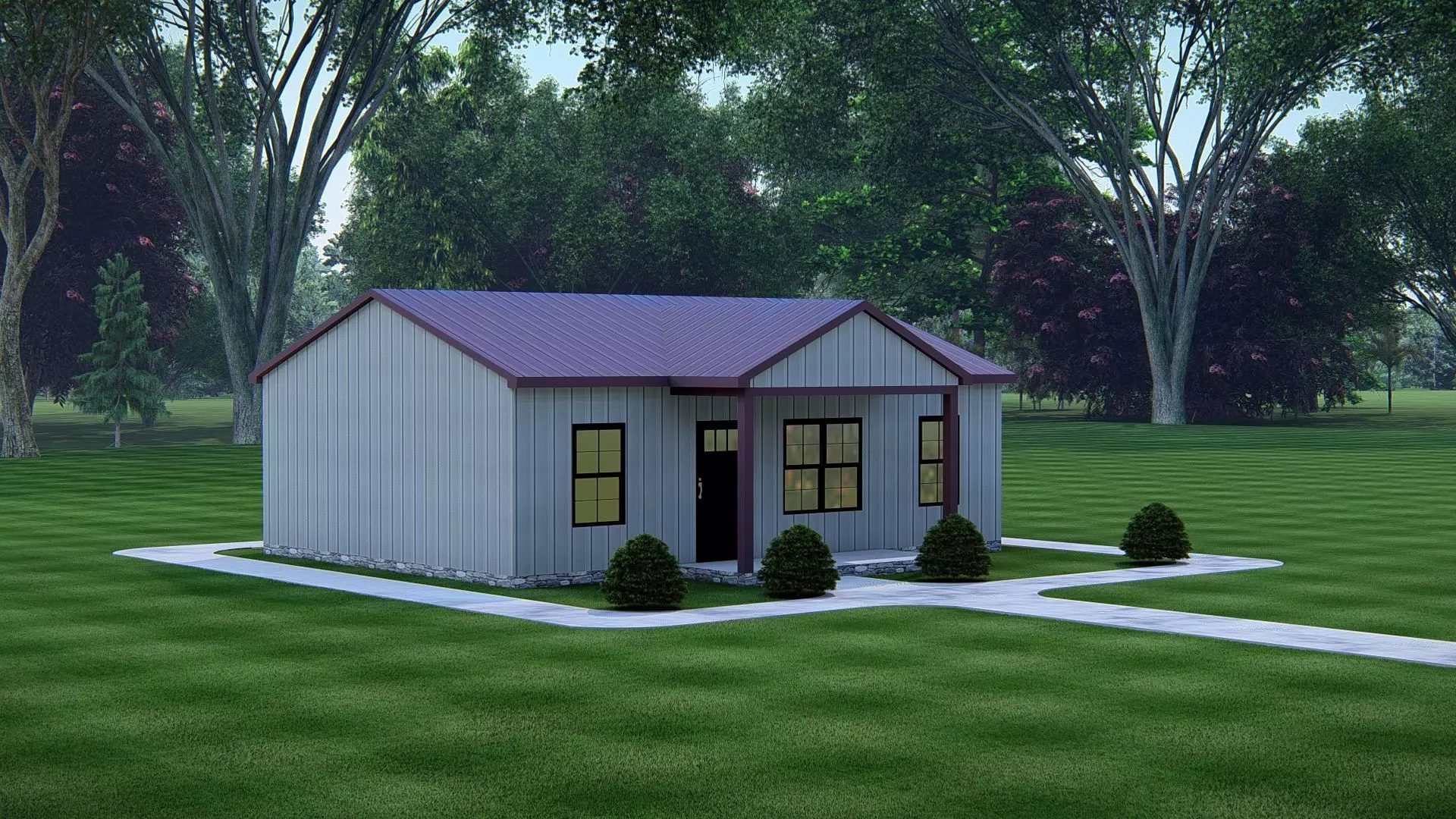 Modern Barndominium 3D Model Barn Style Residence Design 3D model_2