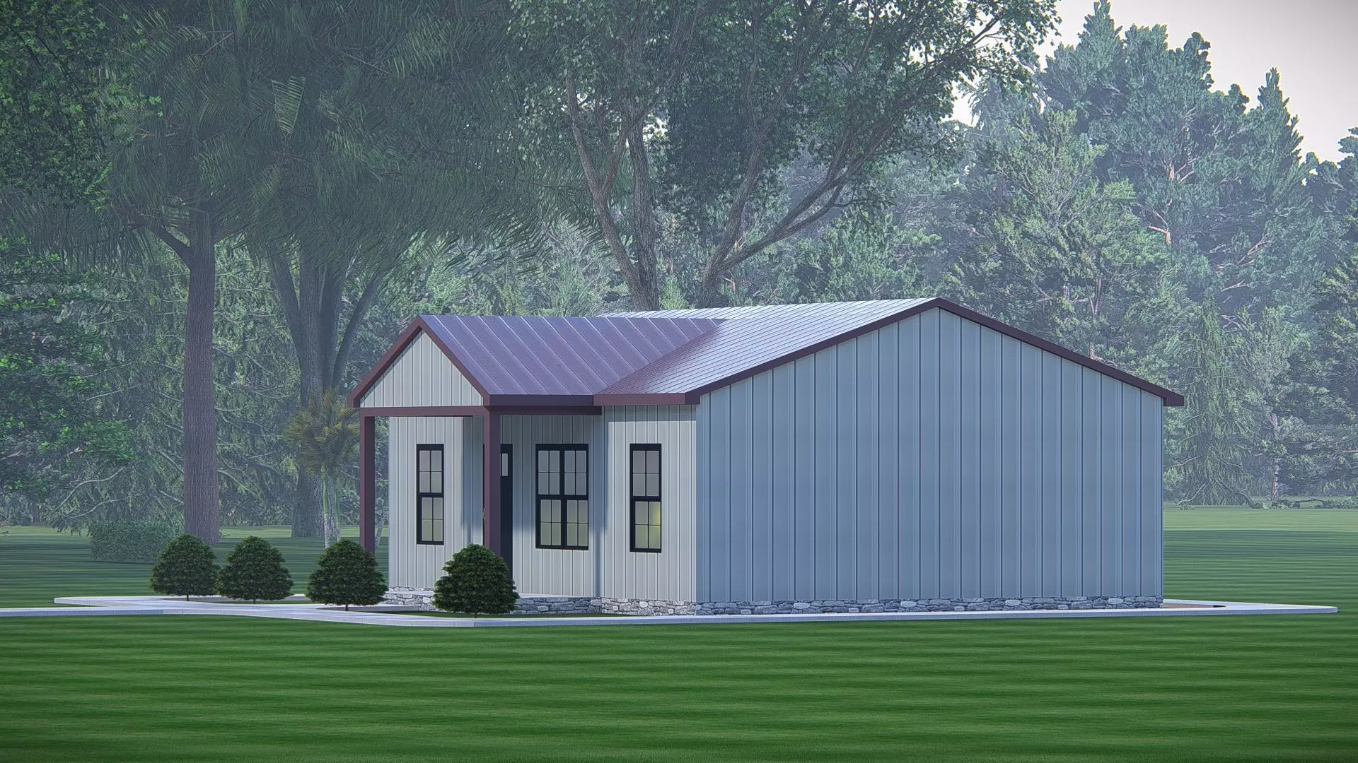 Modern Barndominium 3D Model Barn Style Residence Design 3D model_1