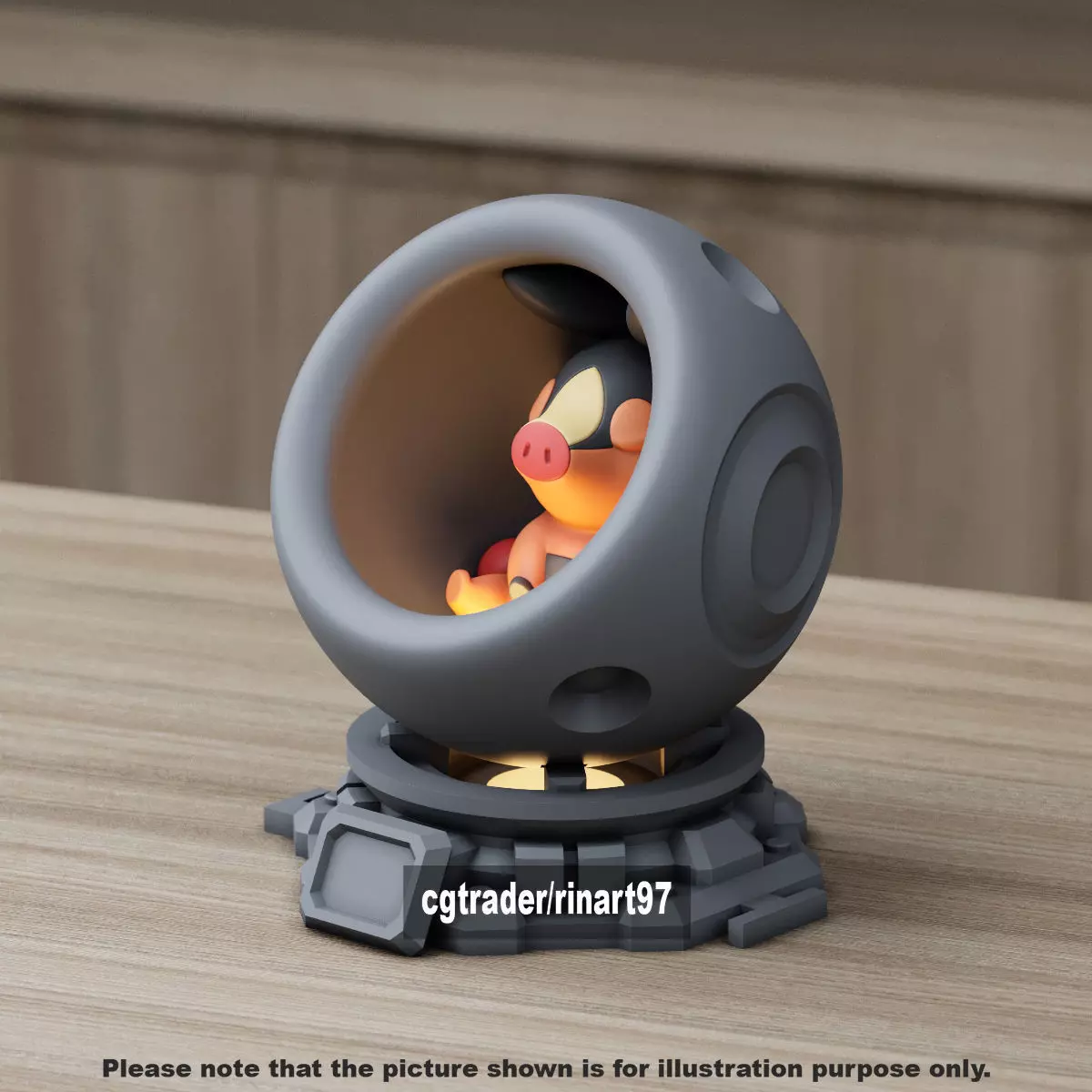 Tepig in healing machine pods 3D print model_1