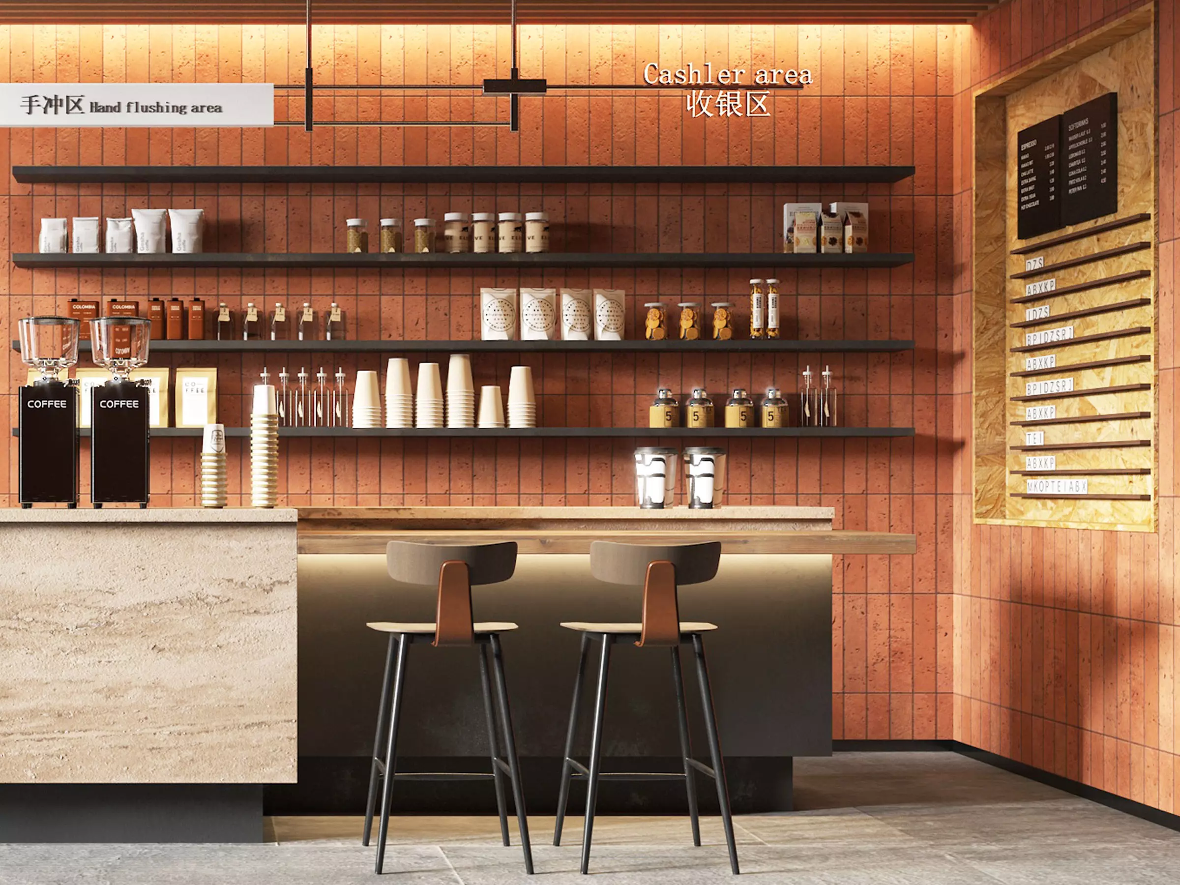 coffee shop Low-poly 3D model_5