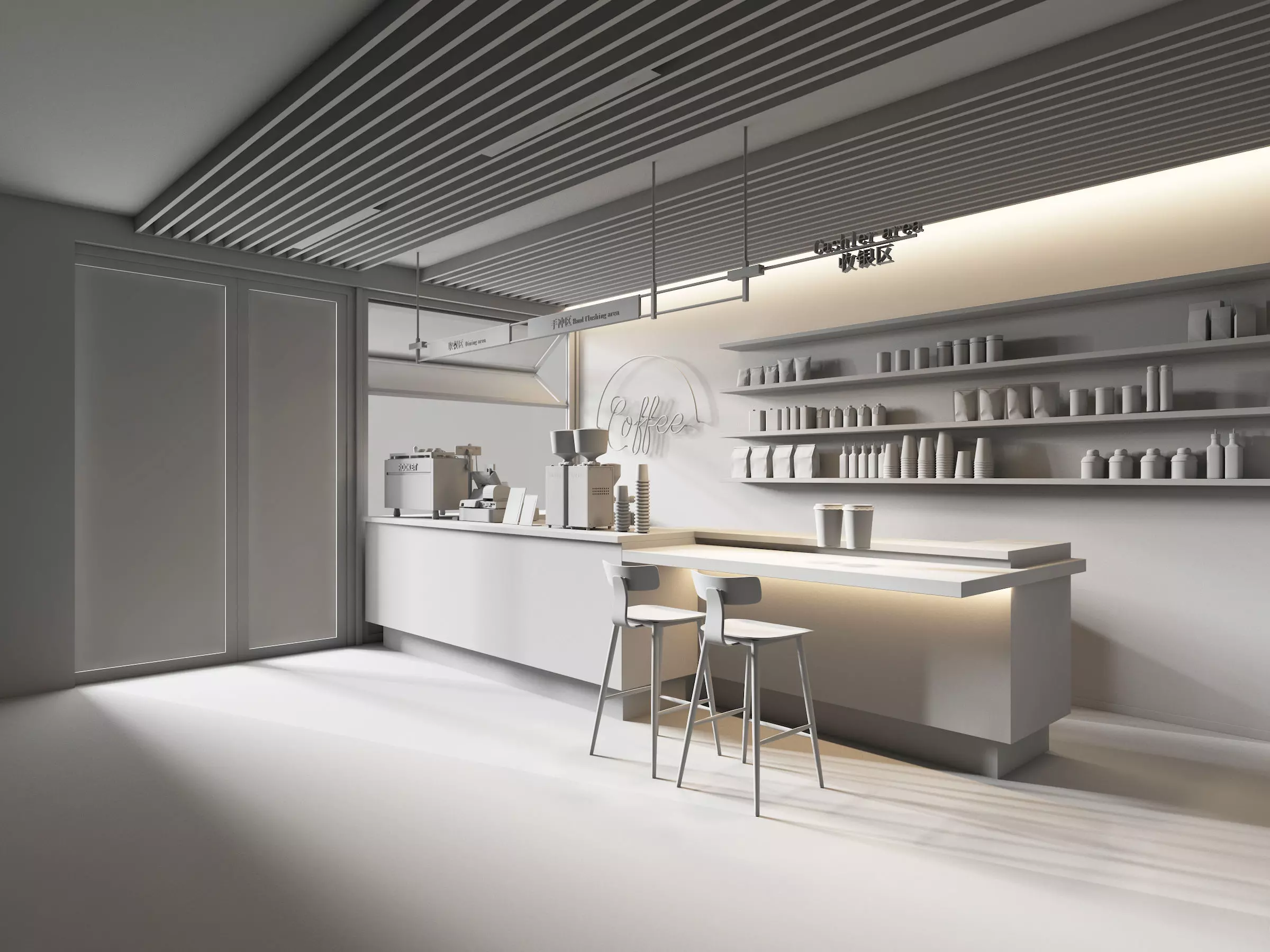 coffee shop Low-poly 3D model_7