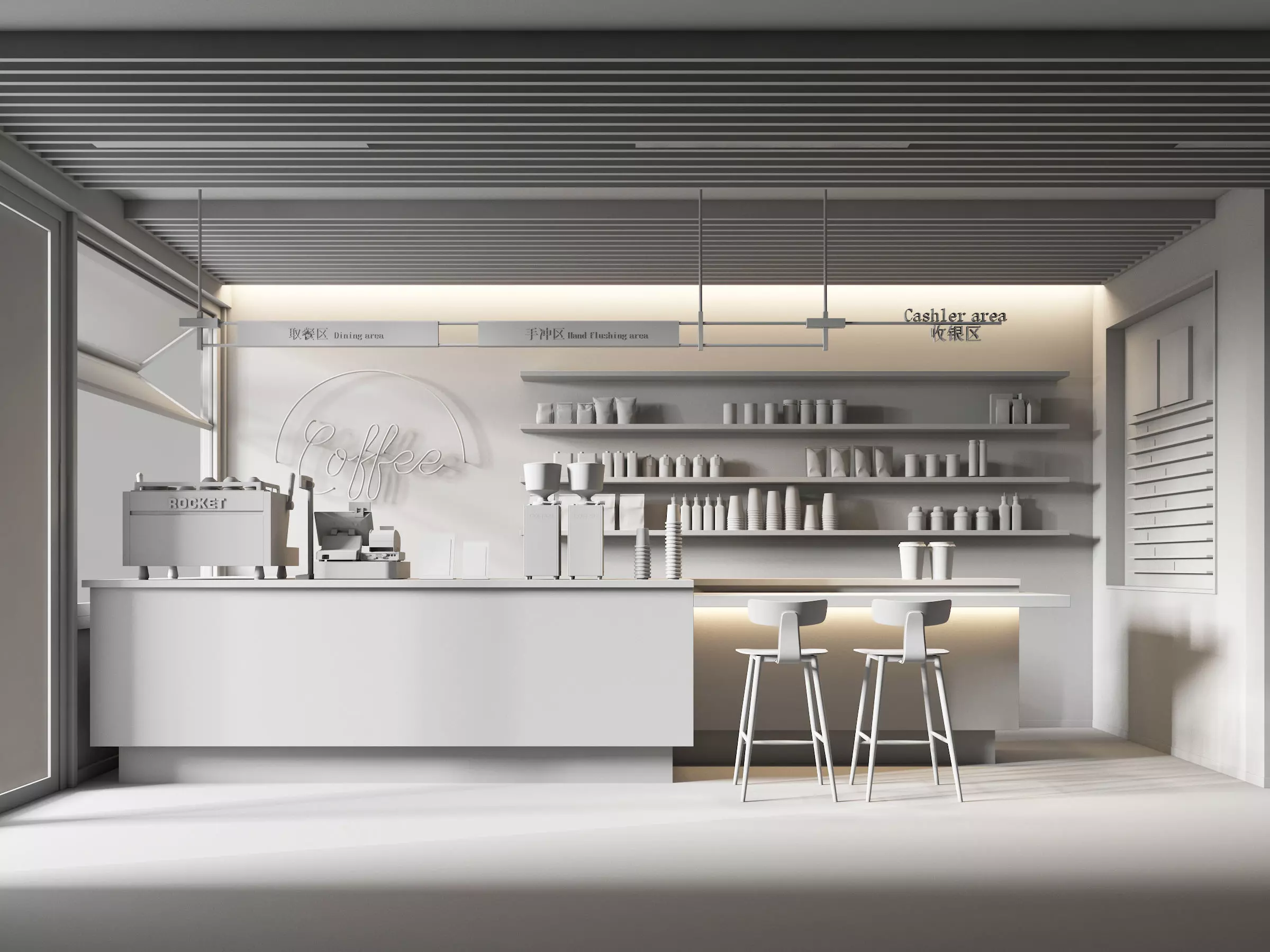 coffee shop Low-poly 3D model_6